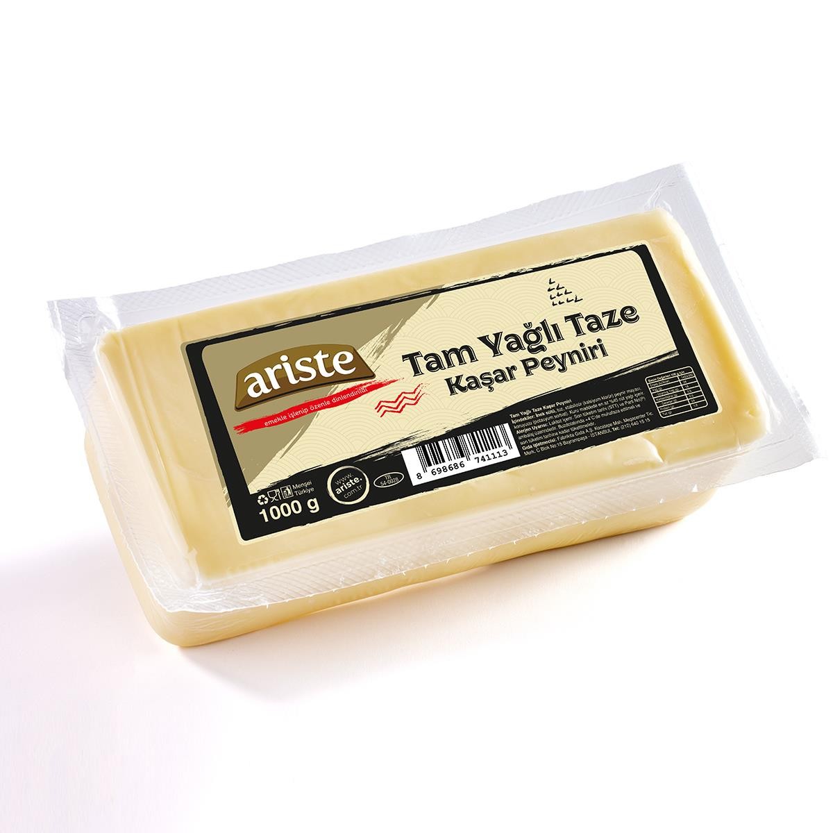Ariste Tam Yağlı Taze Kaşar Peyniri 1000 gr