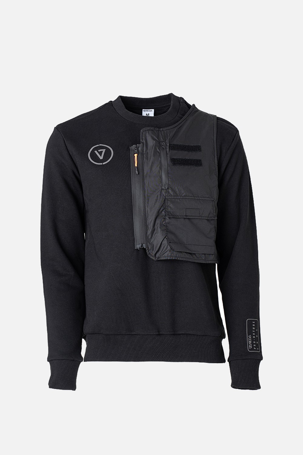 MEN SWEATSHIRT WITH REMOVABLE POCKET BLACK 