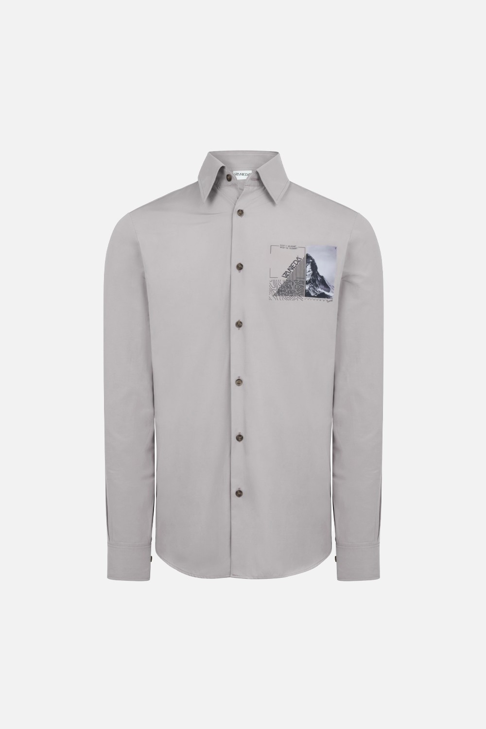 RELAXED FIT BACK PATTERN PRINTED COTON MEN SHIRT GRAY