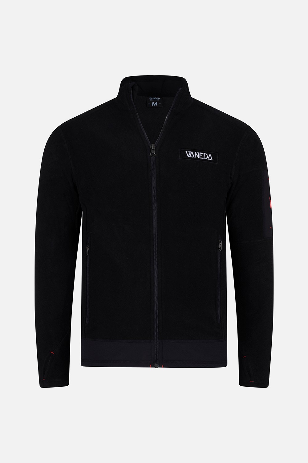 VANEDA REGULAR FIT FULL ZIPPER UNISEX FLEECE BLACK