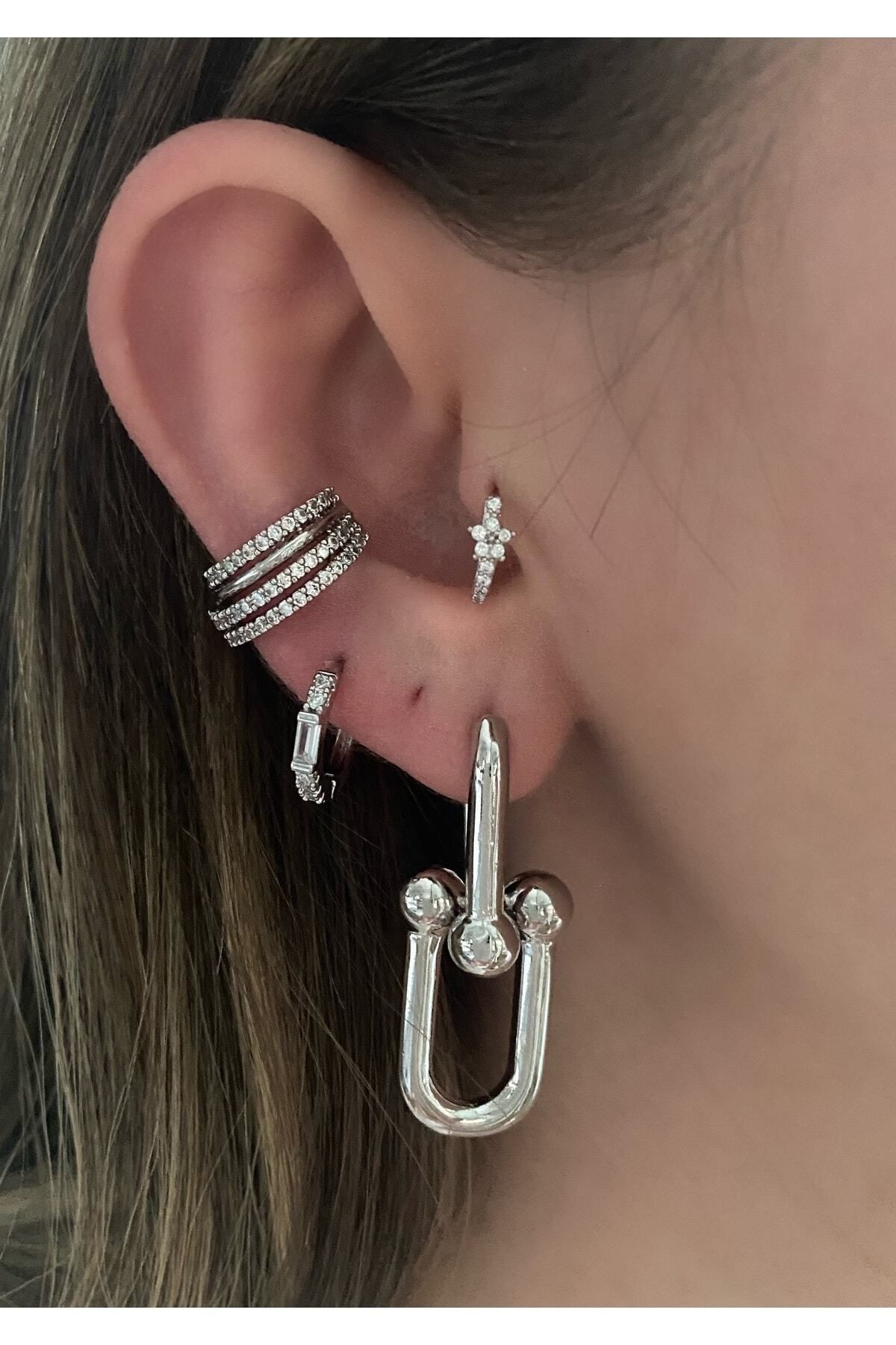 Sallantılı Midi Boy Silver Küpe