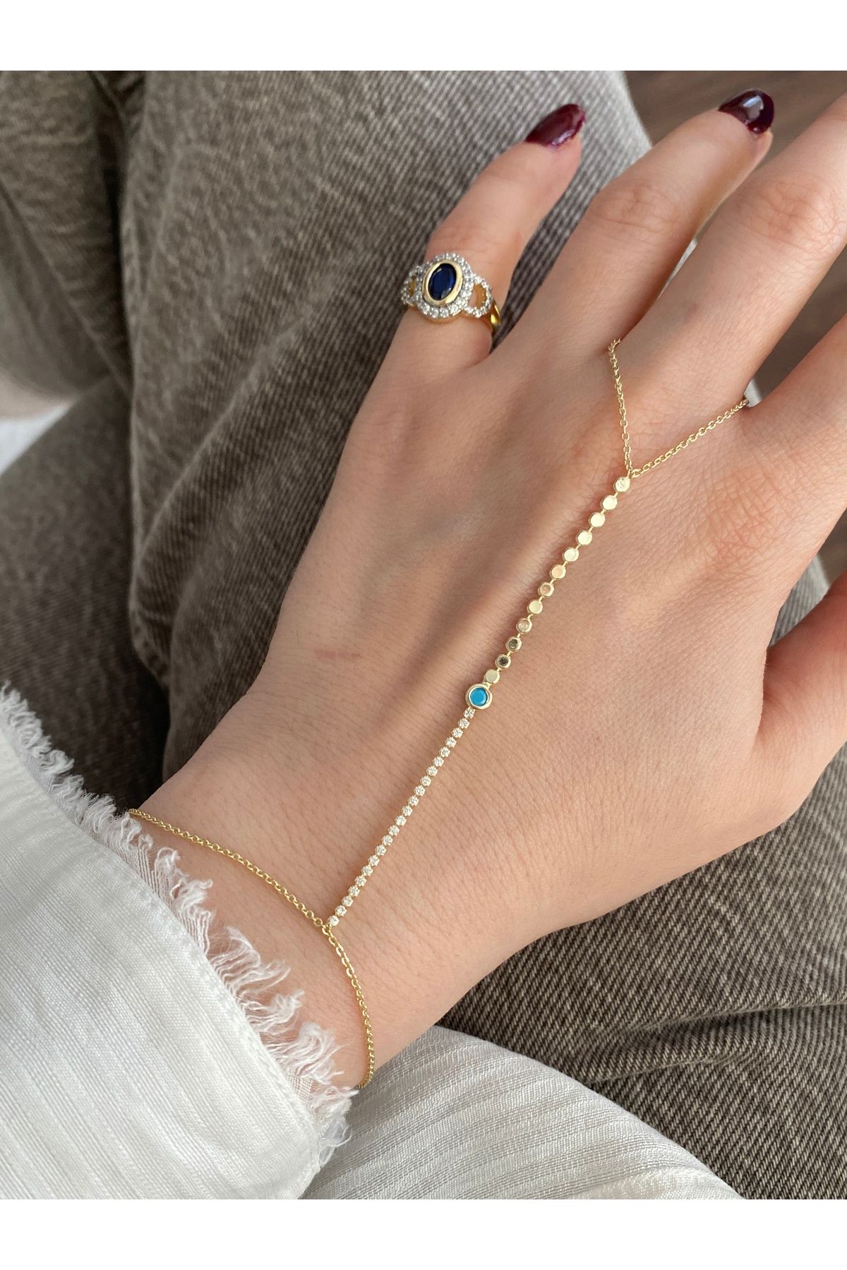 Mavi Tek Taşlı Pullu Kadın Şahmeran