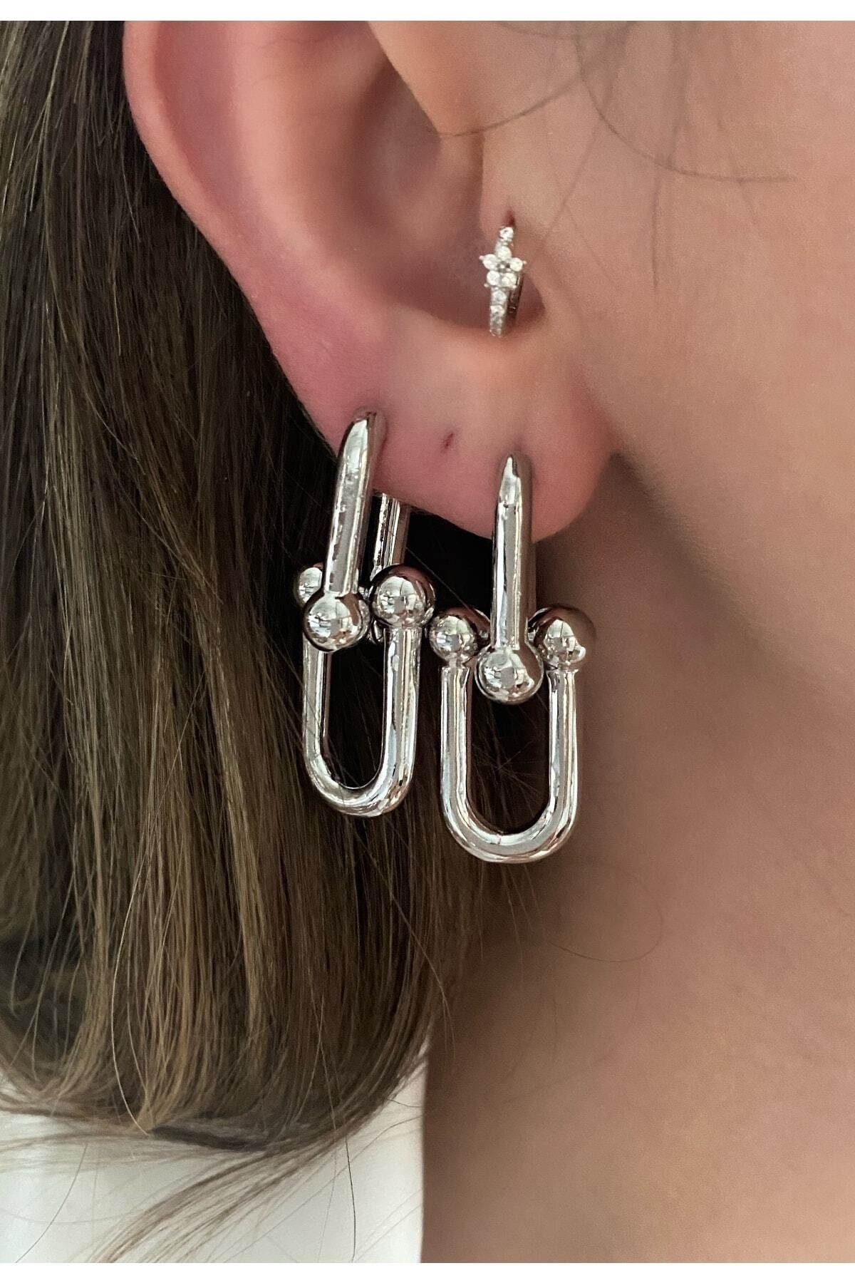Sallantılı Midi Boy Silver Küpe