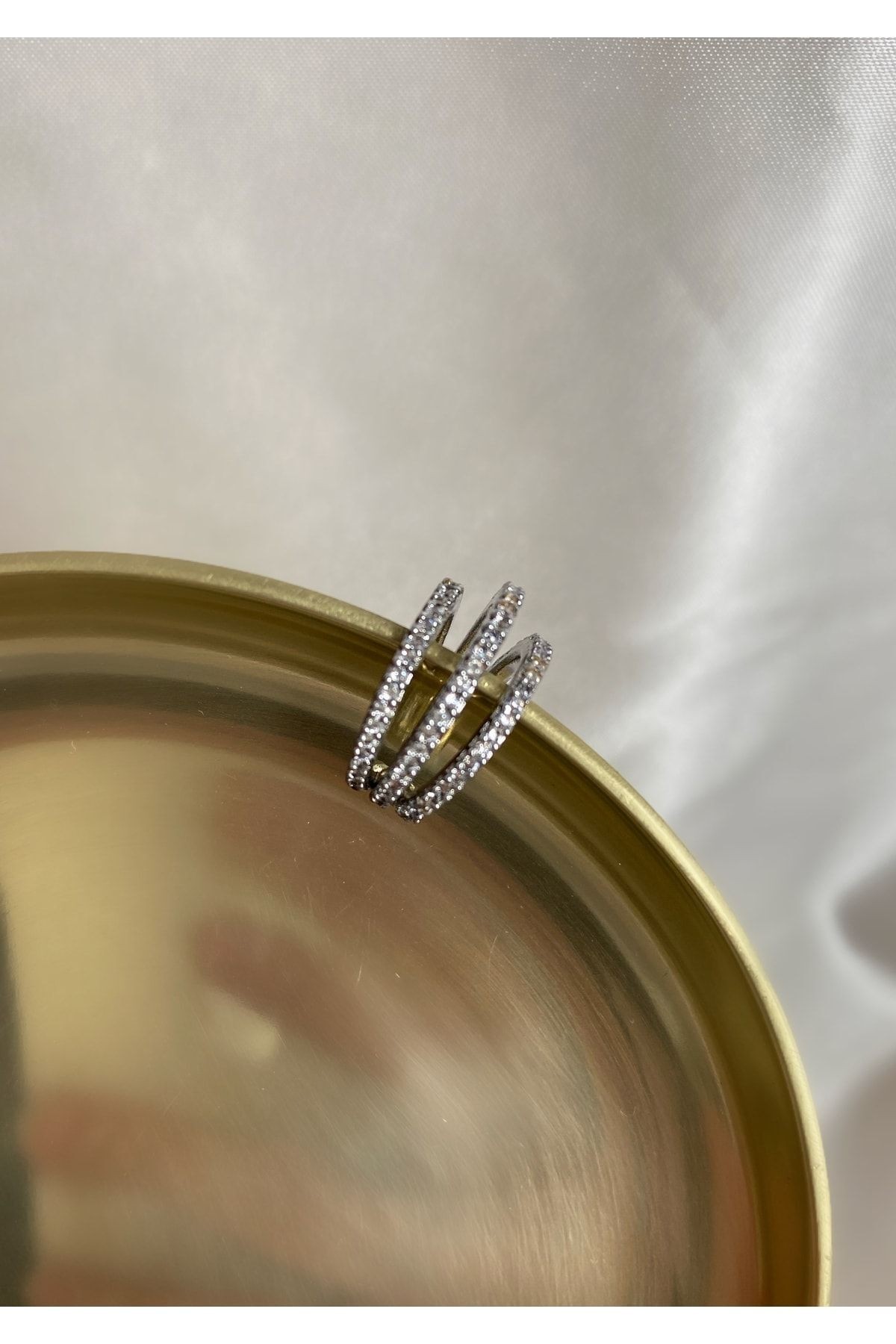 3 Sıra Zirkon Taşlı Kıkırdak Küpe ( Earcuff )