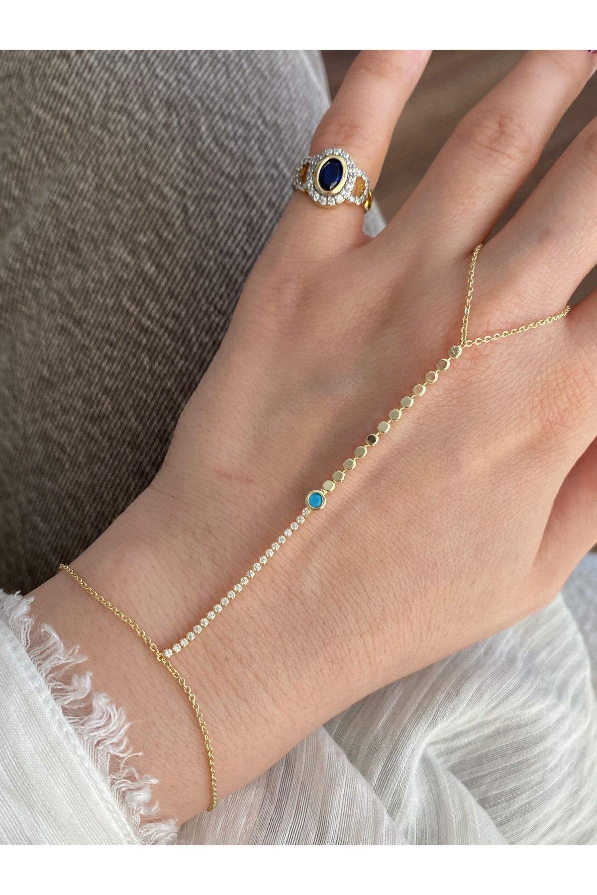 Mavi Tek Taşlı Pullu Kadın Şahmeran