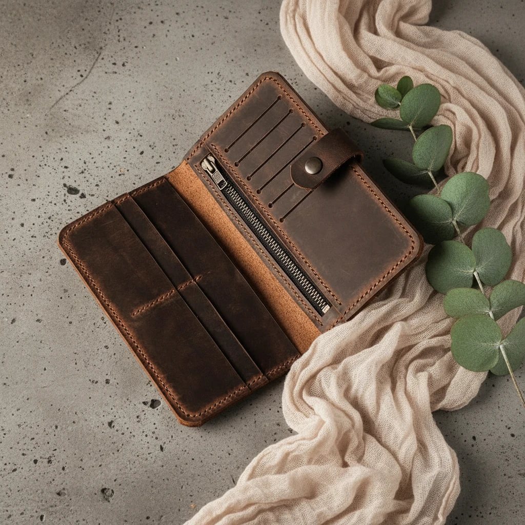 OLİMPOS - Deri Dikey Organizer Cüzdan