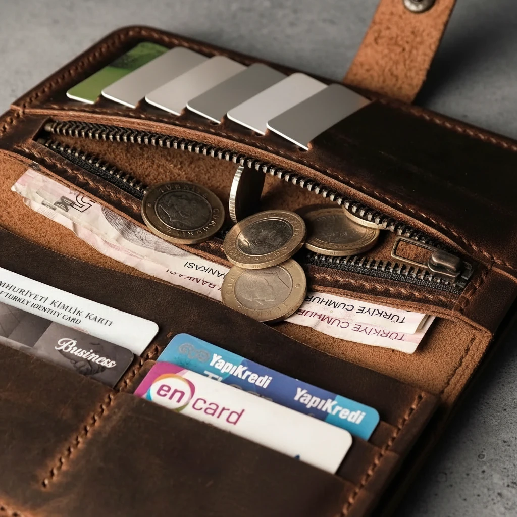 OLİMPOS - Deri Dikey Organizer Cüzdan