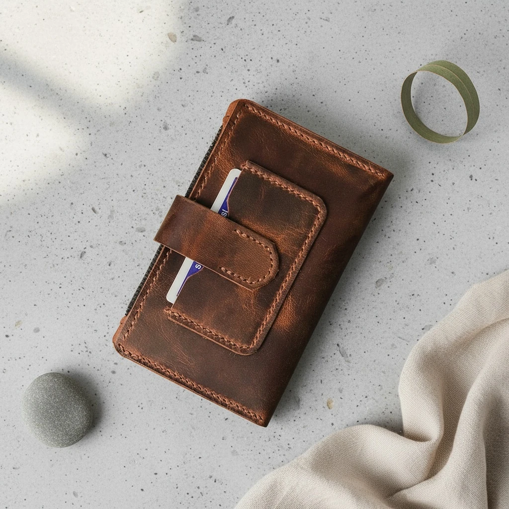 APAMEİA - Deri Orta Boy Dikey Cüzdan