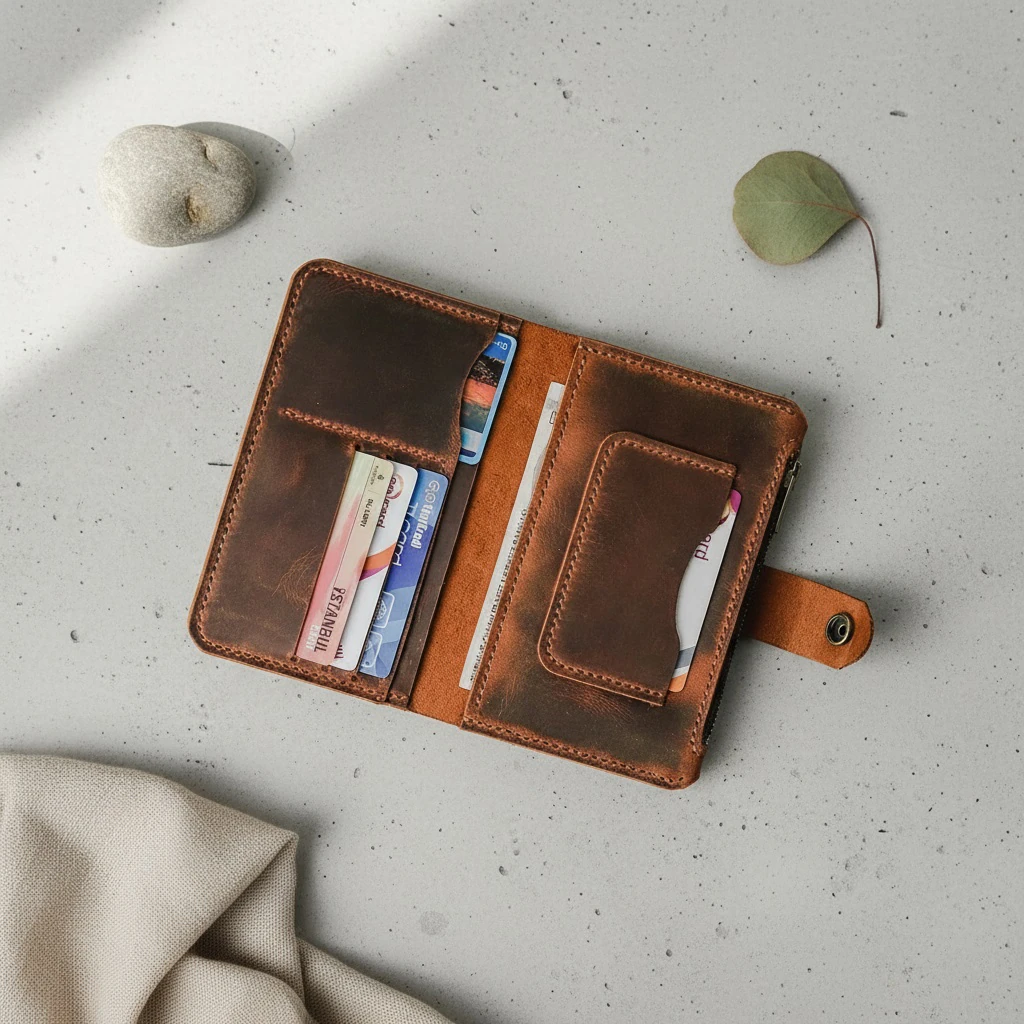 APAMEİA - Deri Orta Boy Dikey Cüzdan