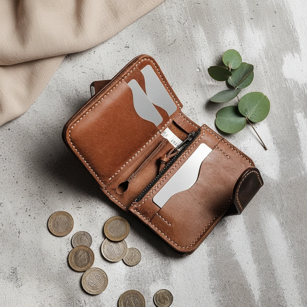 SAGALASSOS - Deri Fermuarlı Bifold Cüzdan image