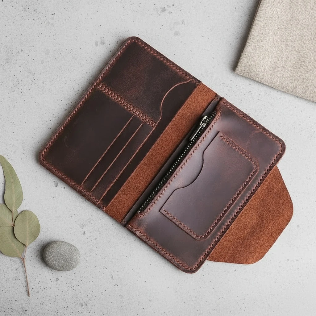 ALİNDA - Deri Orta Boy Dikey Cüzdan