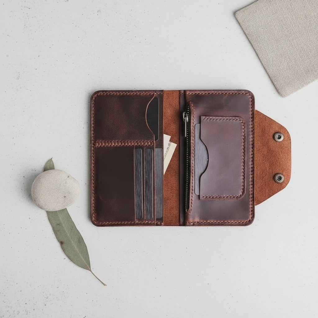 ALİNDA - Deri Orta Boy Dikey Cüzdan