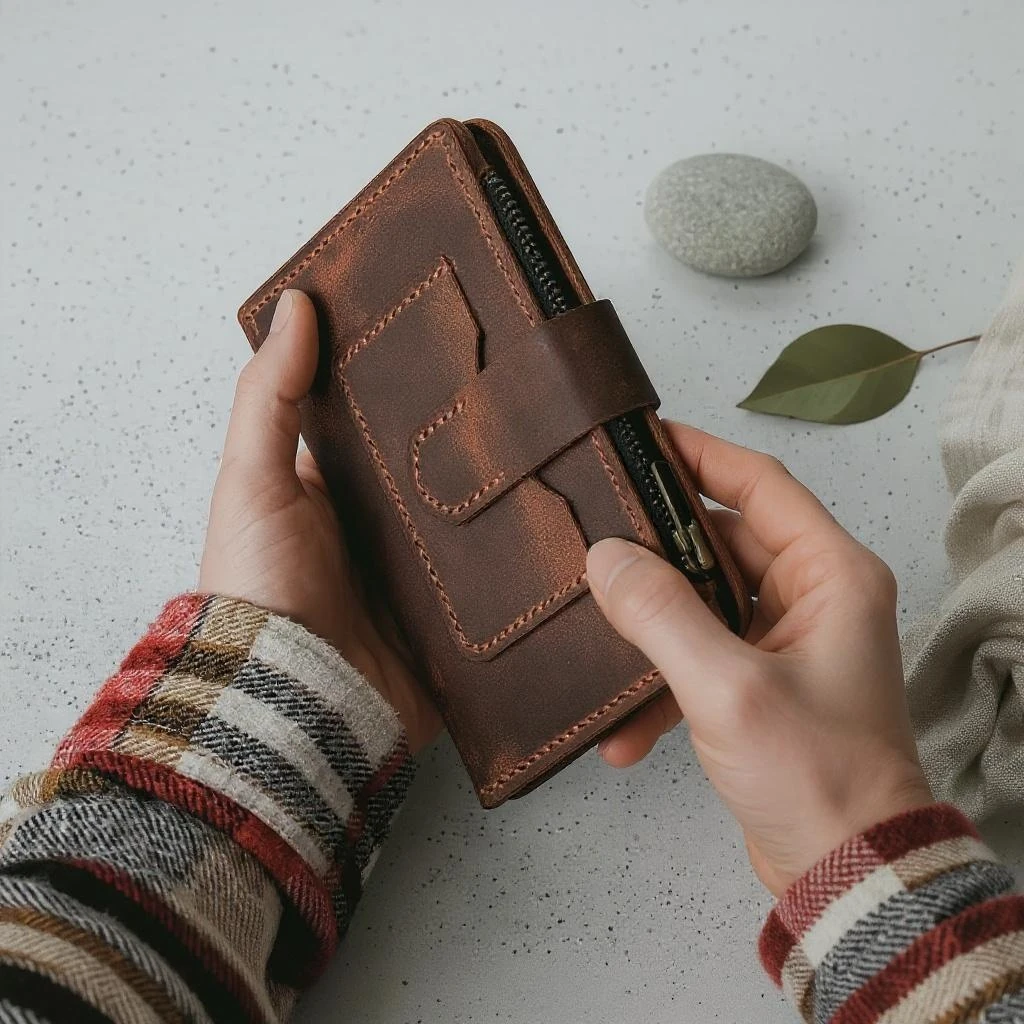 APAMEİA - Deri Orta Boy Dikey Cüzdan