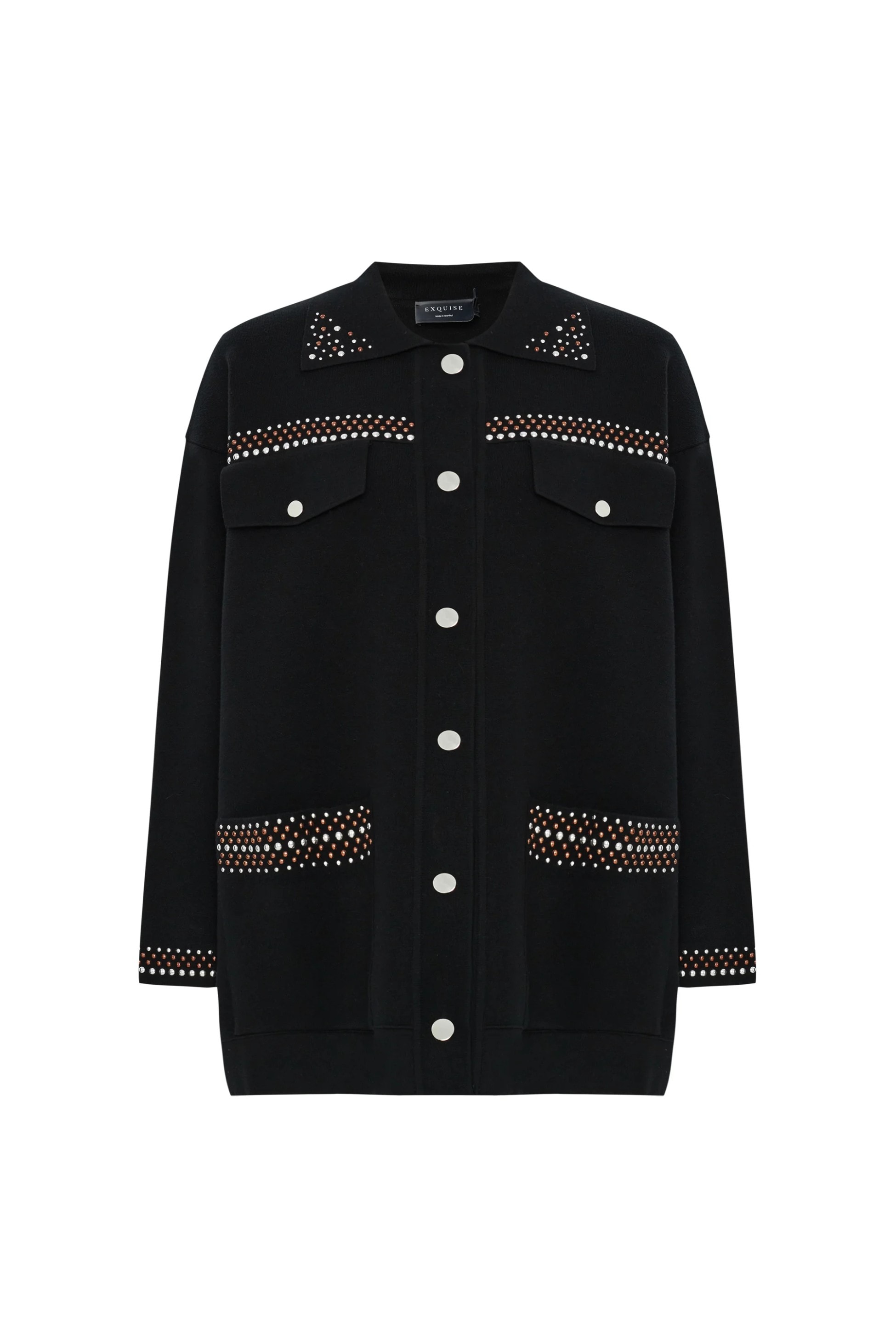 EXQUISE HIRKA 4125002 YAKA VE CEP TAŞ DETAYLI REGULAR CEKET