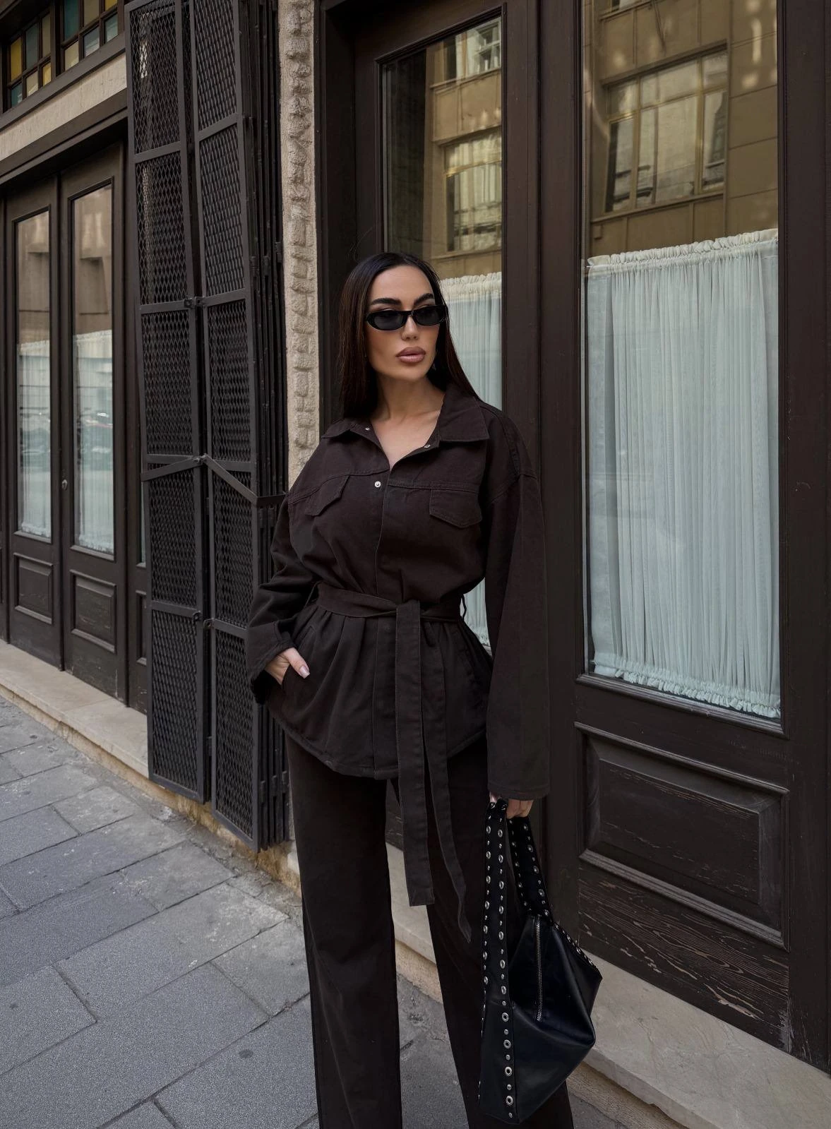 Beli Kuşaklı Ceket Ve Pantolon Gabardin Takım