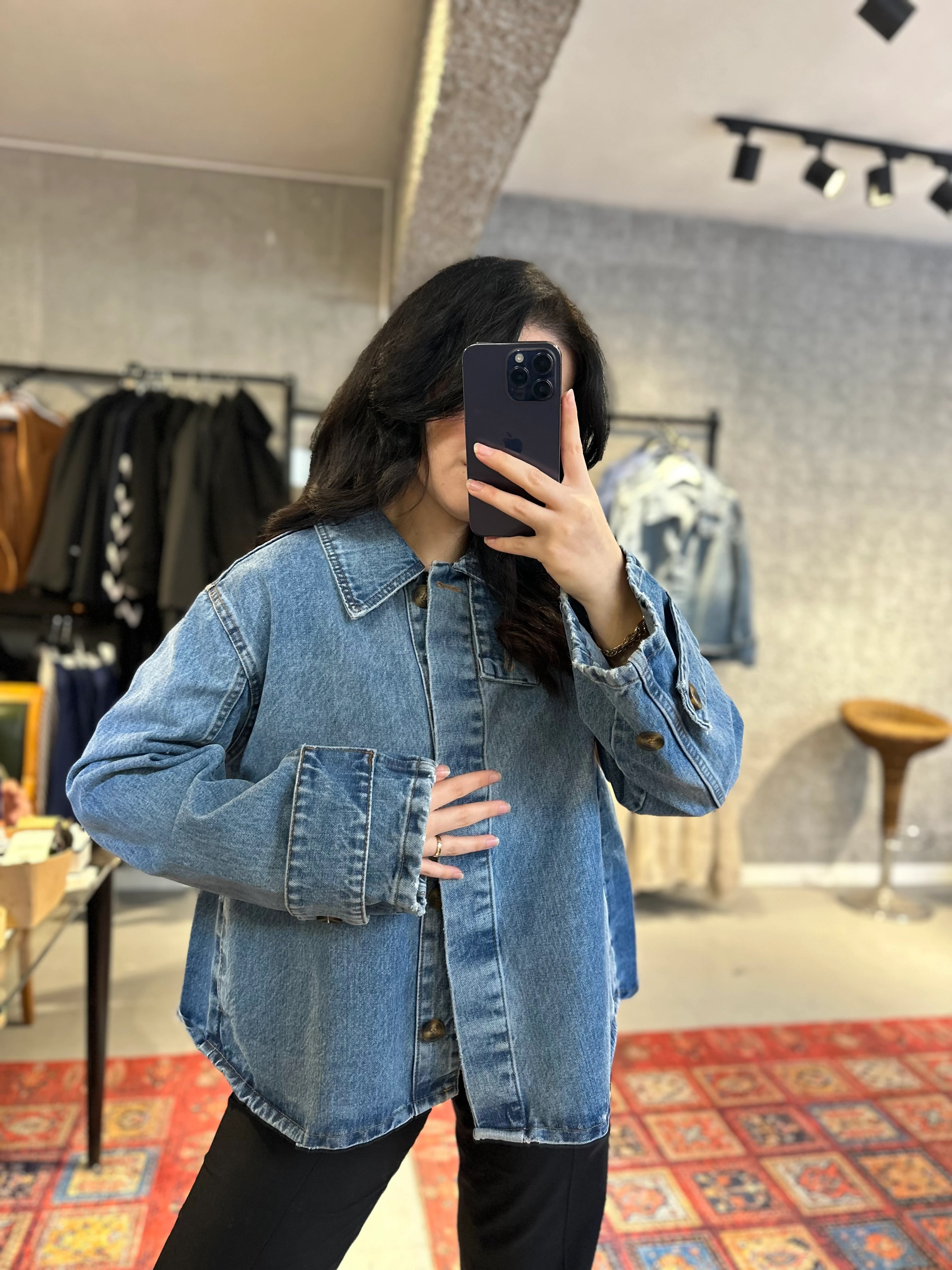 Kalın Denim Oversize Kot Ceket
