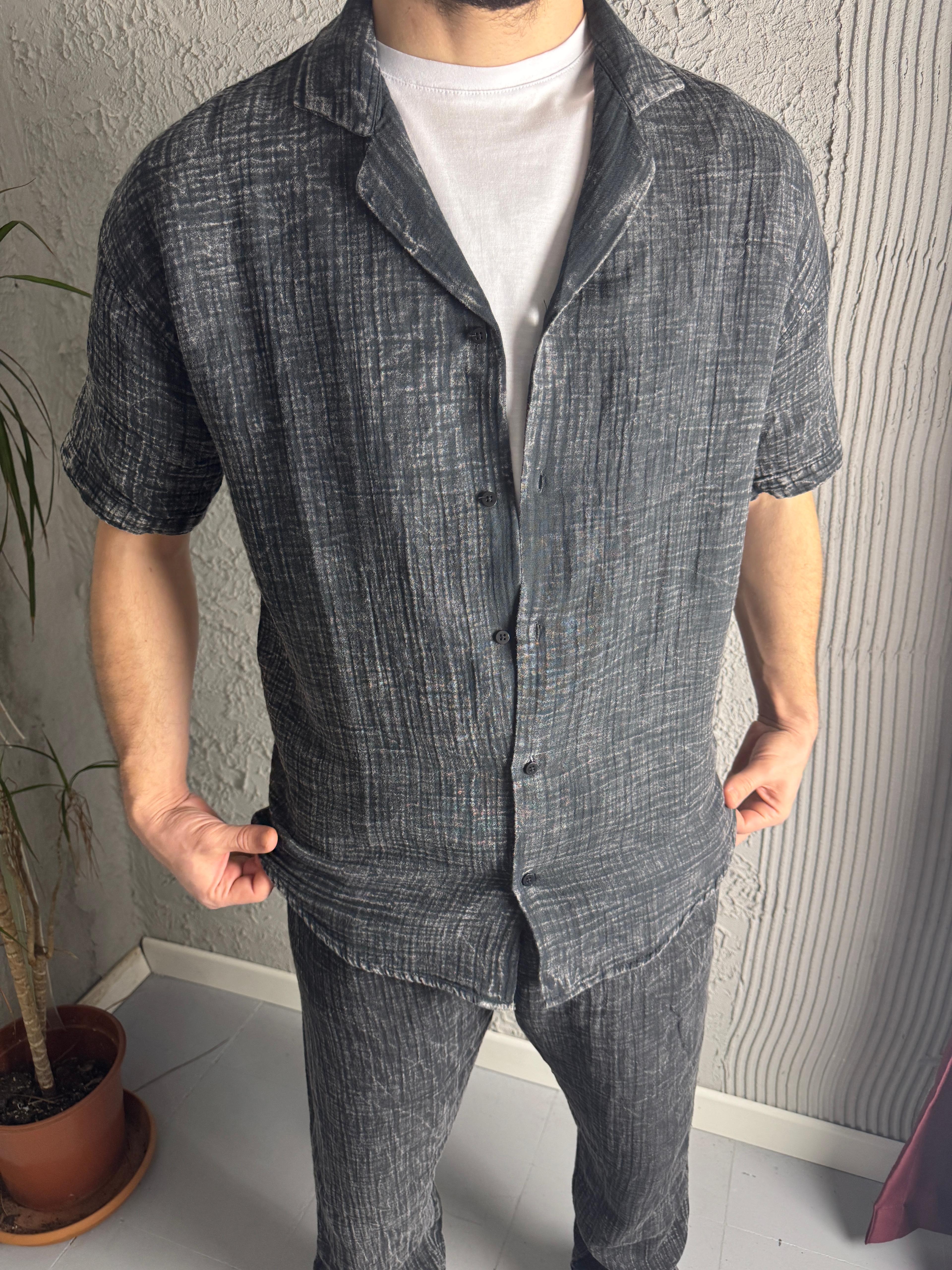 Asit Yıkamalı Müslin Oversize Gömlek