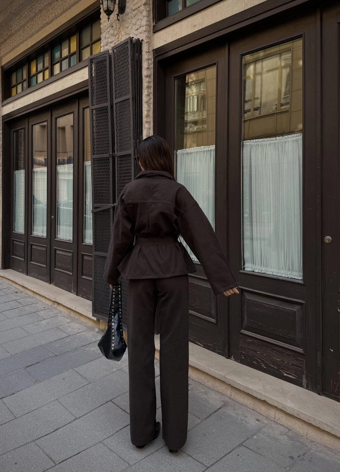 Beli Kuşaklı Ceket Ve Pantolon Gabardin Takım