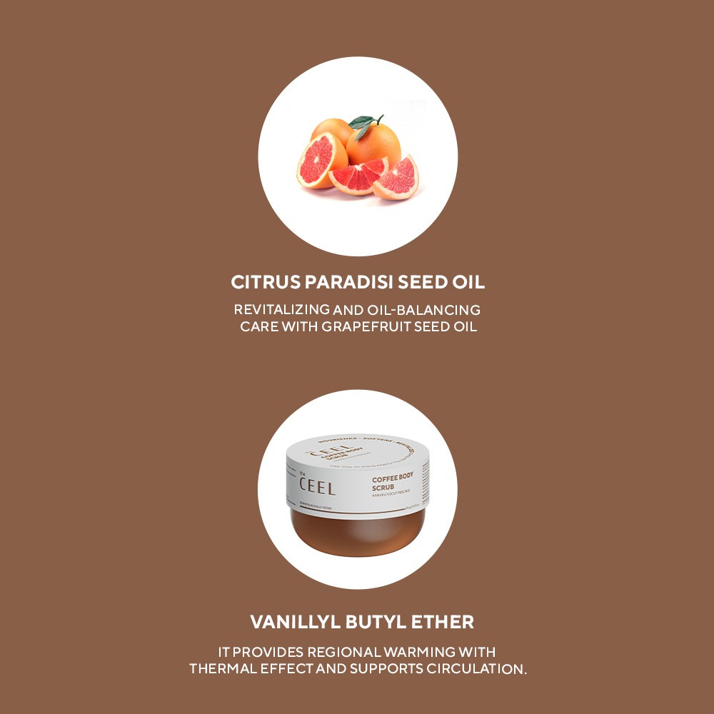 Kahve Özlü Vücut Peelingi – Selülit Karşıtı ve Sıkılaştırıcı Etkili Destek – 275 gr