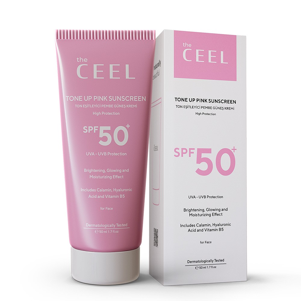 SPF +50 Tone Up Pink Sunscreen Tone Equalizing Facial Sunscreen 50 ml