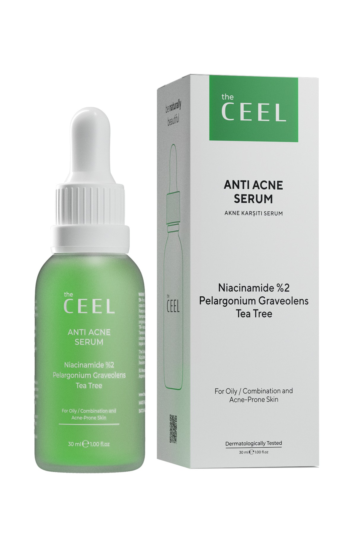 Anti-acne en puistenserum, poriënverstevigend en met salicylzuur, theeboom en geranium - 30ml