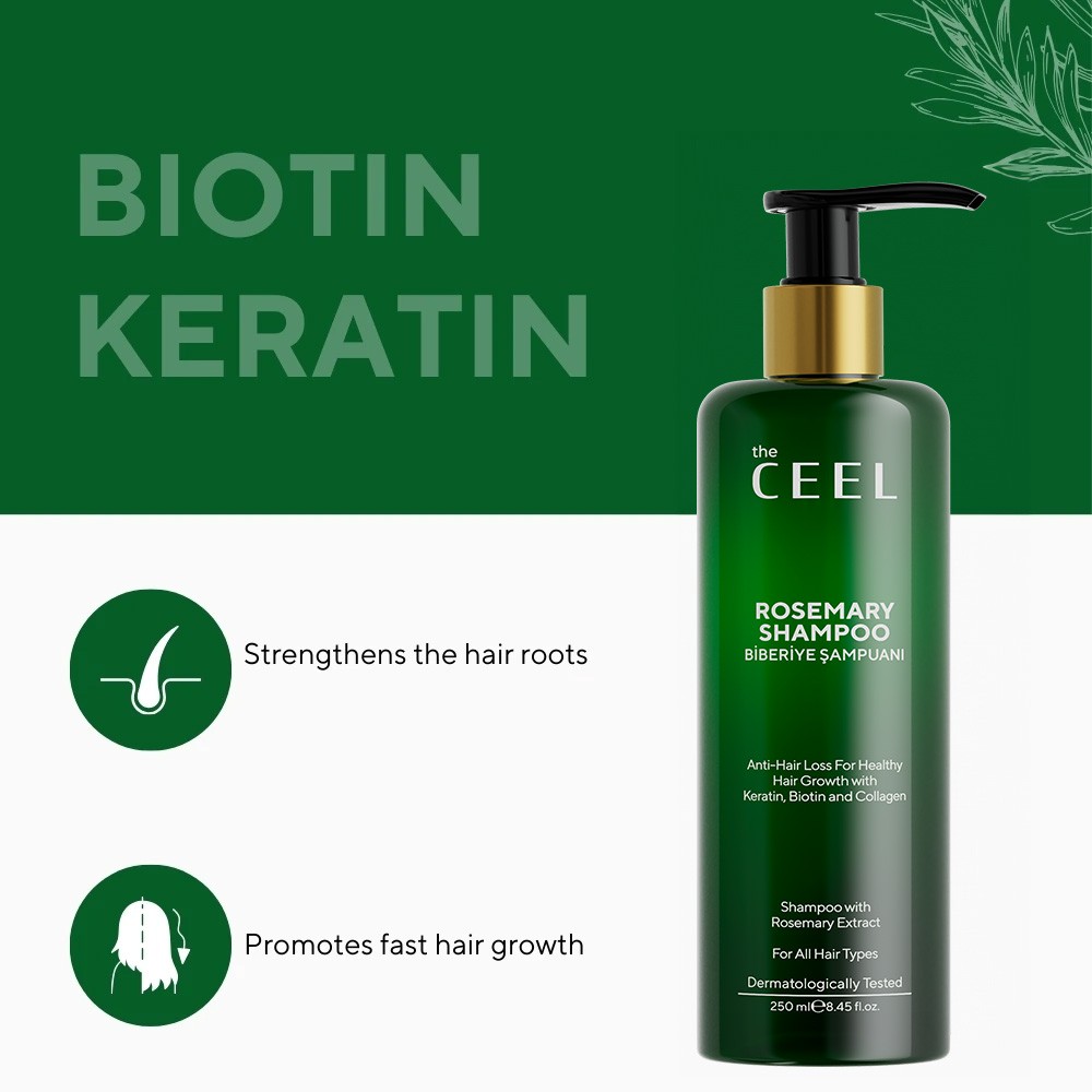 Biberiye Şampuanı Dökülme Karşıtı ve Hızlı Uzamaya Yardımcı Keratin, Biotin ve Kolajen Özlü 250 ml