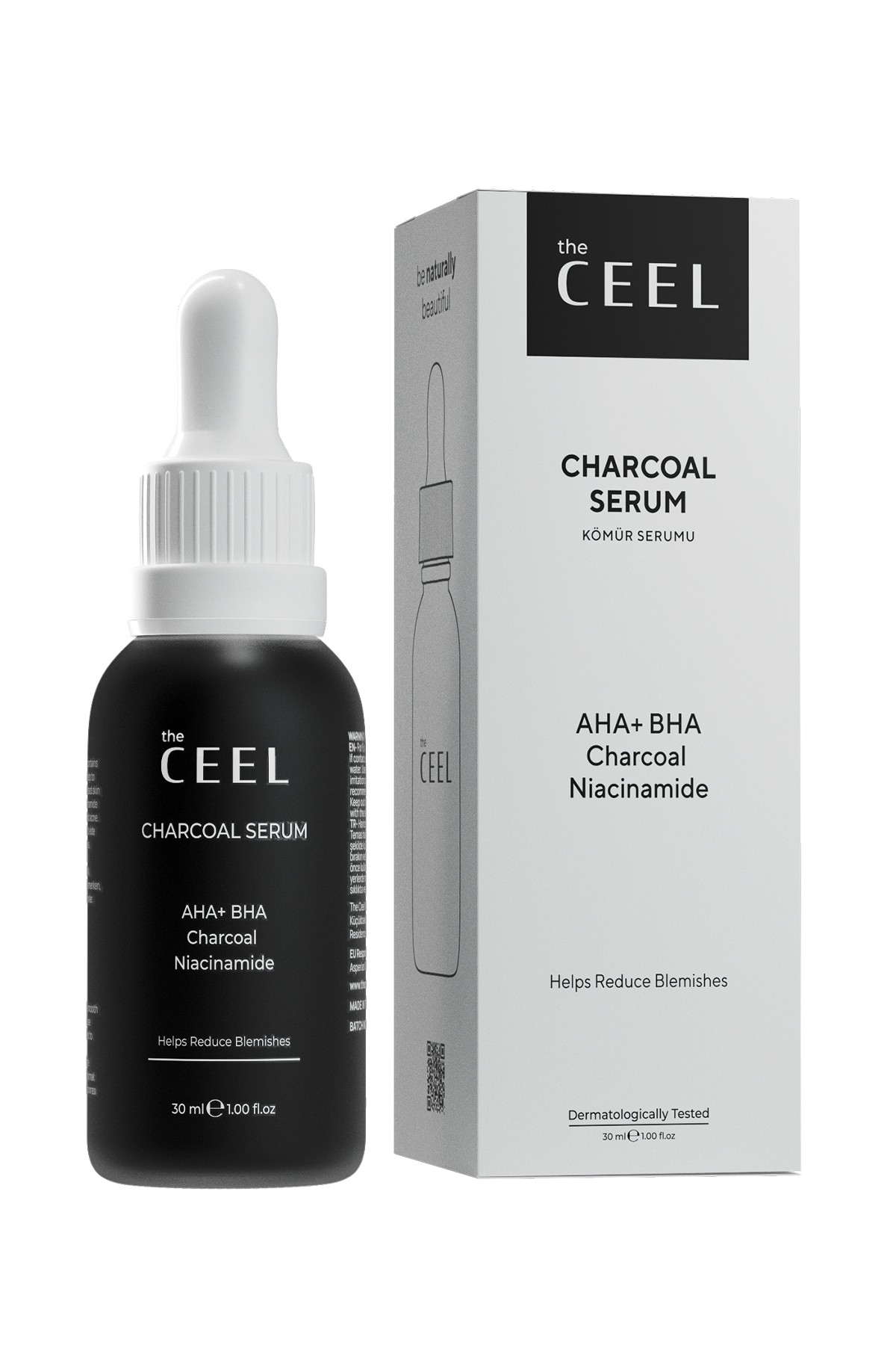 Aha Bha Aktif Kömür İçeren Cilt Kusur Azaltıcı Niacinamide Etkili Siyah Serum 30 ml