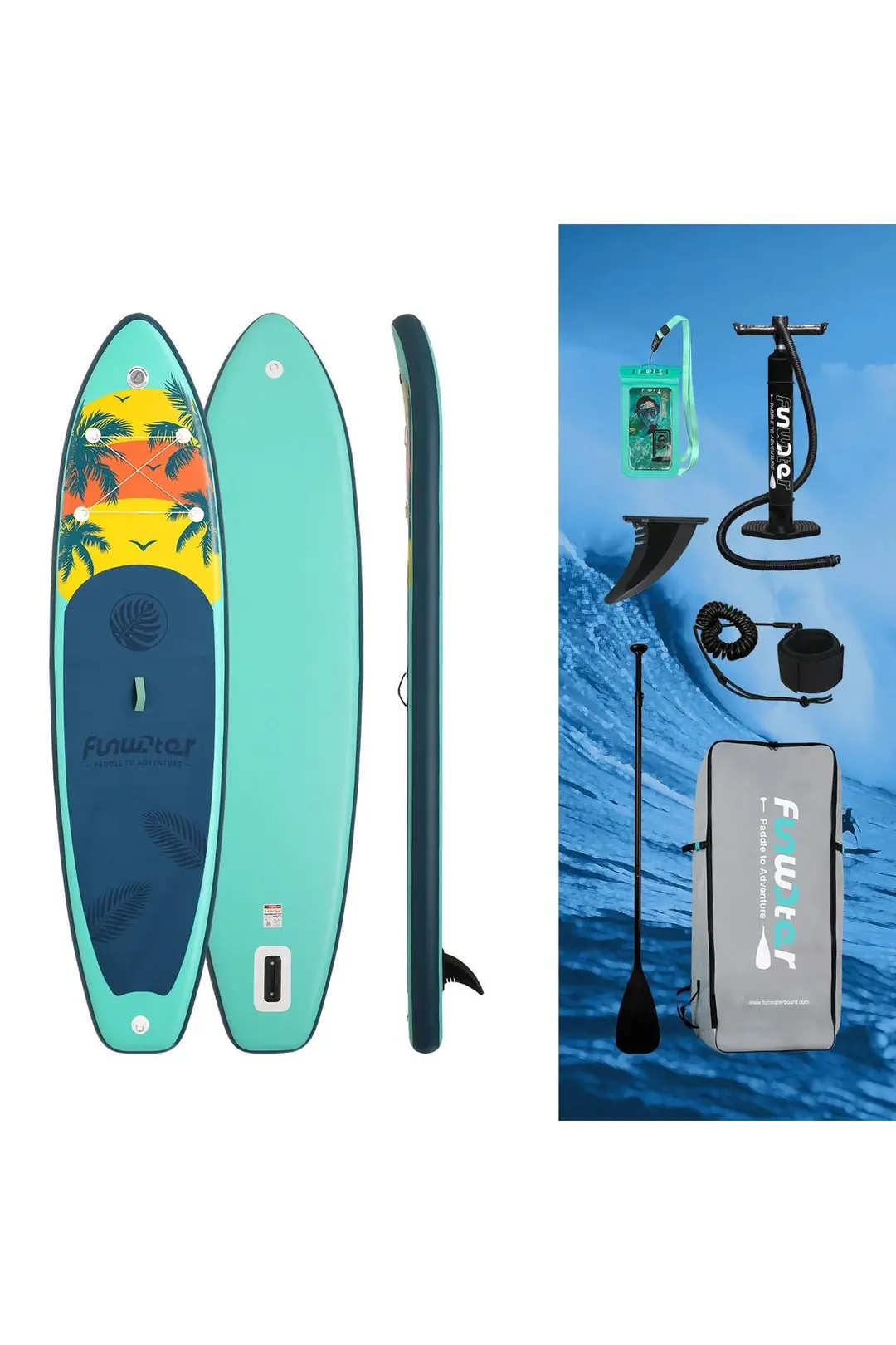 Island Explorer Yeşil Şişme SUP Board - 335x85x15 cm Kürek Sörfü Seti
