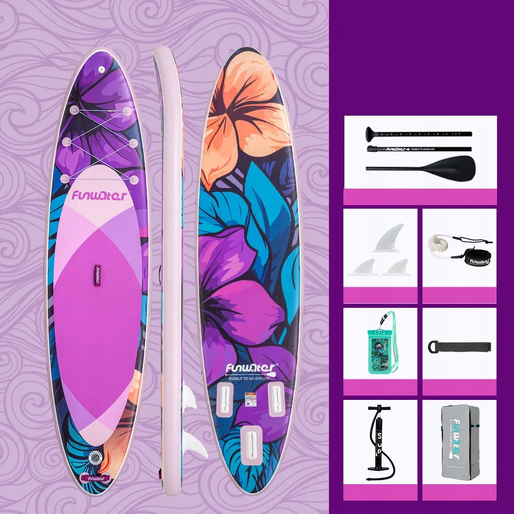 FunWater（ファンウォーター）インフレータブルSUPボード Funwater PURPLE FLOWER ŞİŞME SUP BOARD/STAND UP PADDLE BOARD