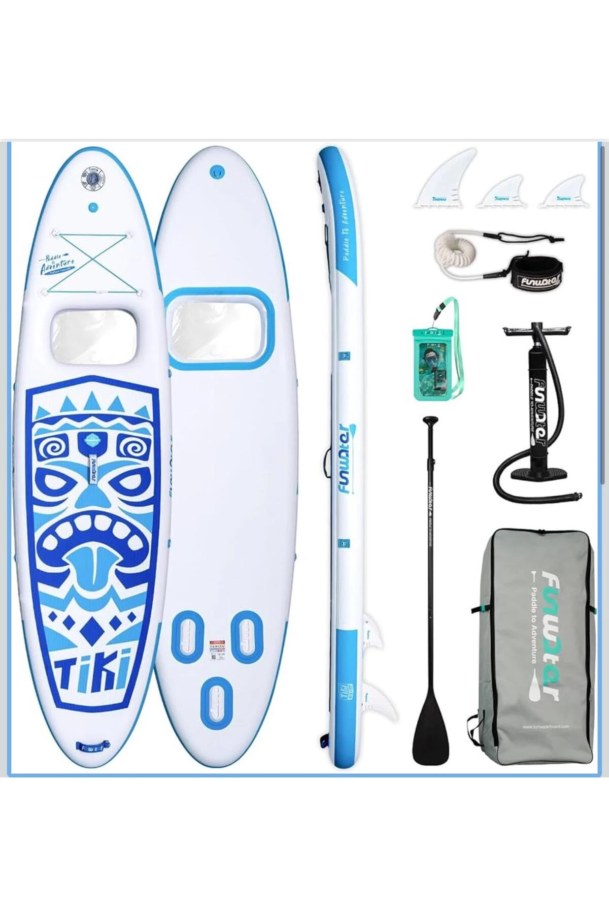 TİKİ PANORAMA ŞİŞME SUP BOARD/STAND UP PADDLE BOARD 320x85x15 CM BEYAZ MAVİ