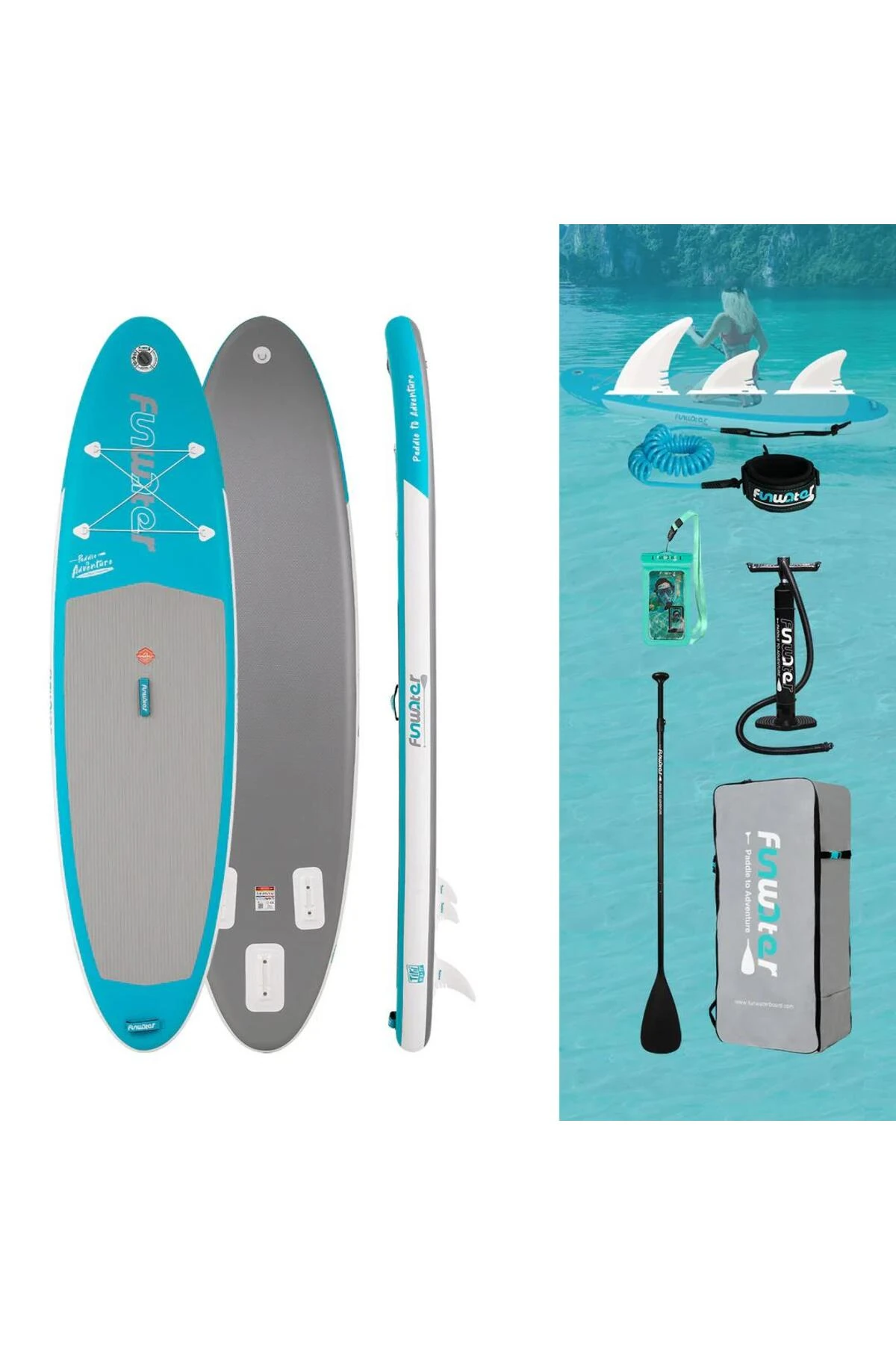 ADVENTURE PADDLE ŞİŞME SUP BOARD/STAND UP PADDLE BOARD 320x83x15 CM TURKUAZ