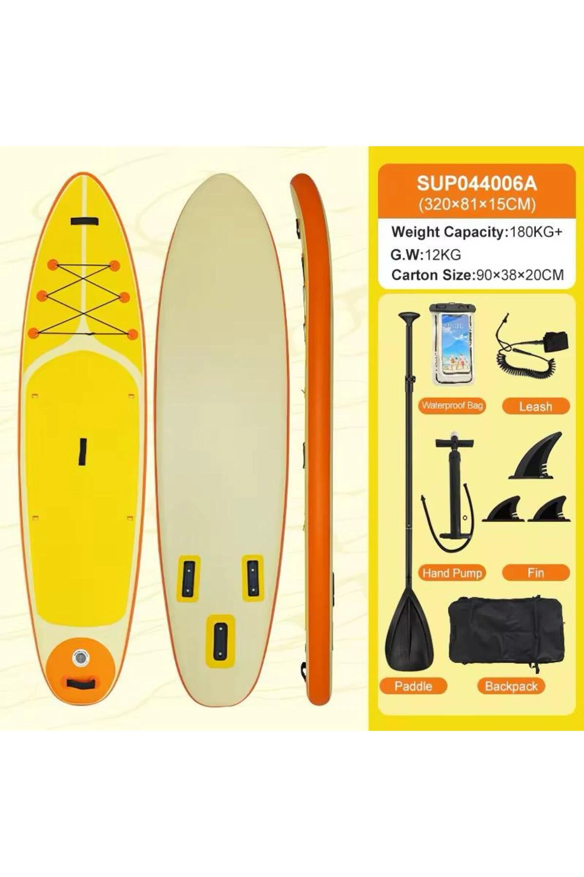NAVİAİR PADDLE ŞİŞME SUP BOARD/STAND UP PADDLE BOARD 320x83x15 CM TURUNCU