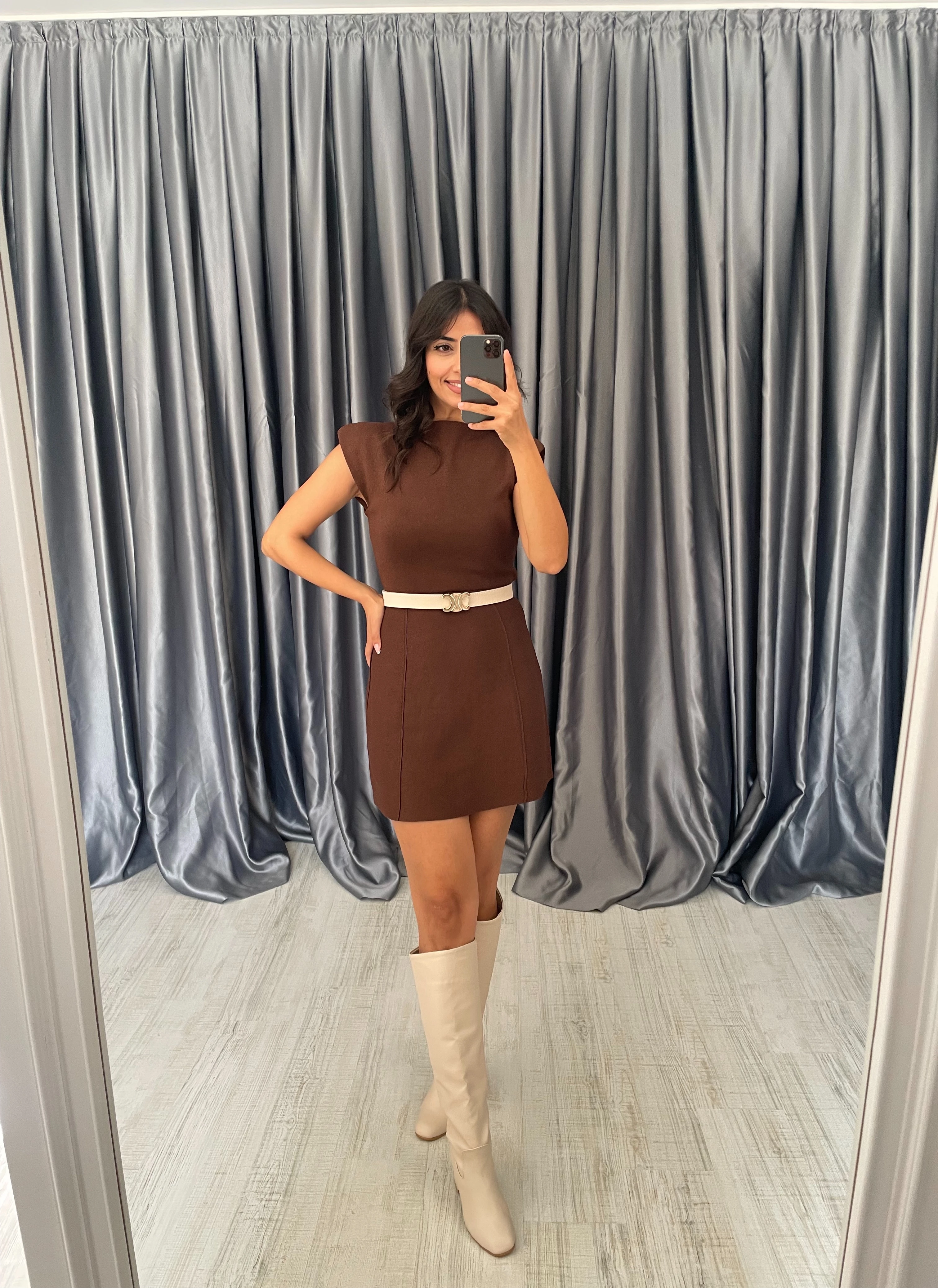 Orjinal Marka Çelik Triko Elbise  - Kahverengi