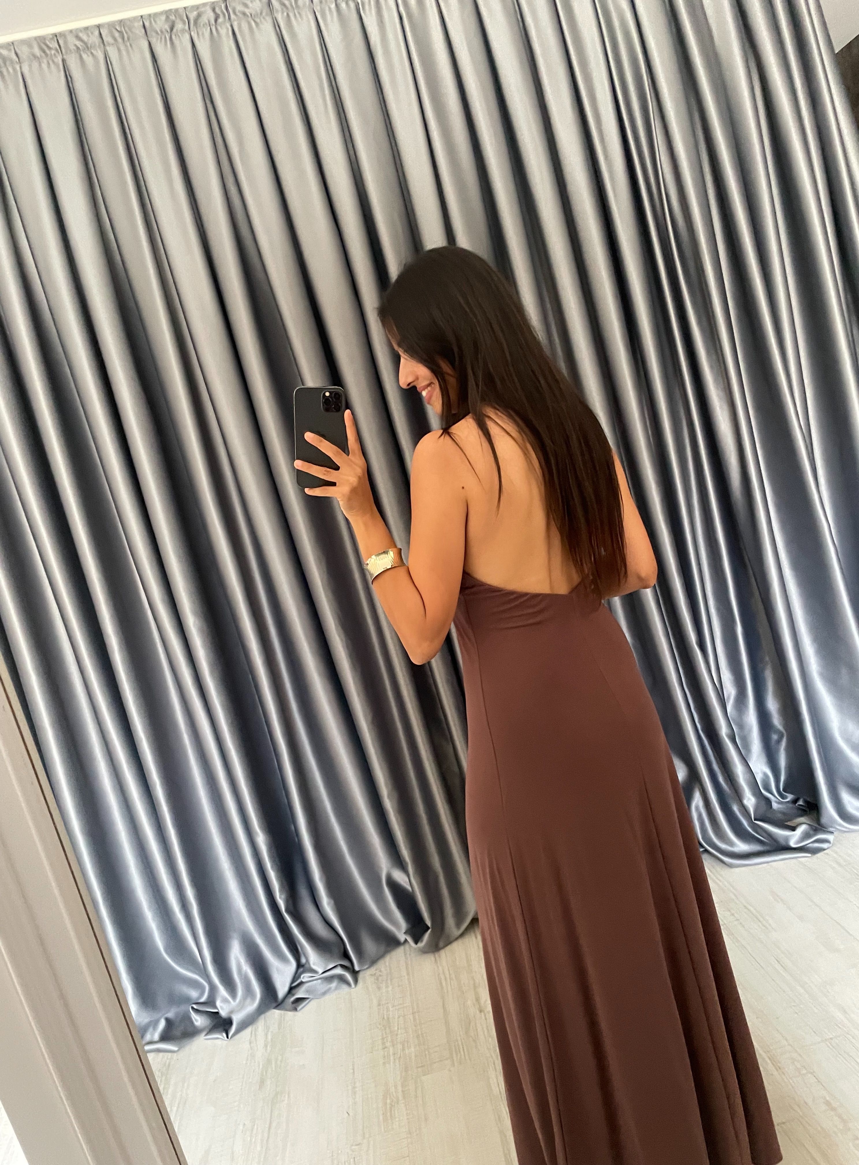 Boyundan Çapraz Bağlamalı Modal Elbise 