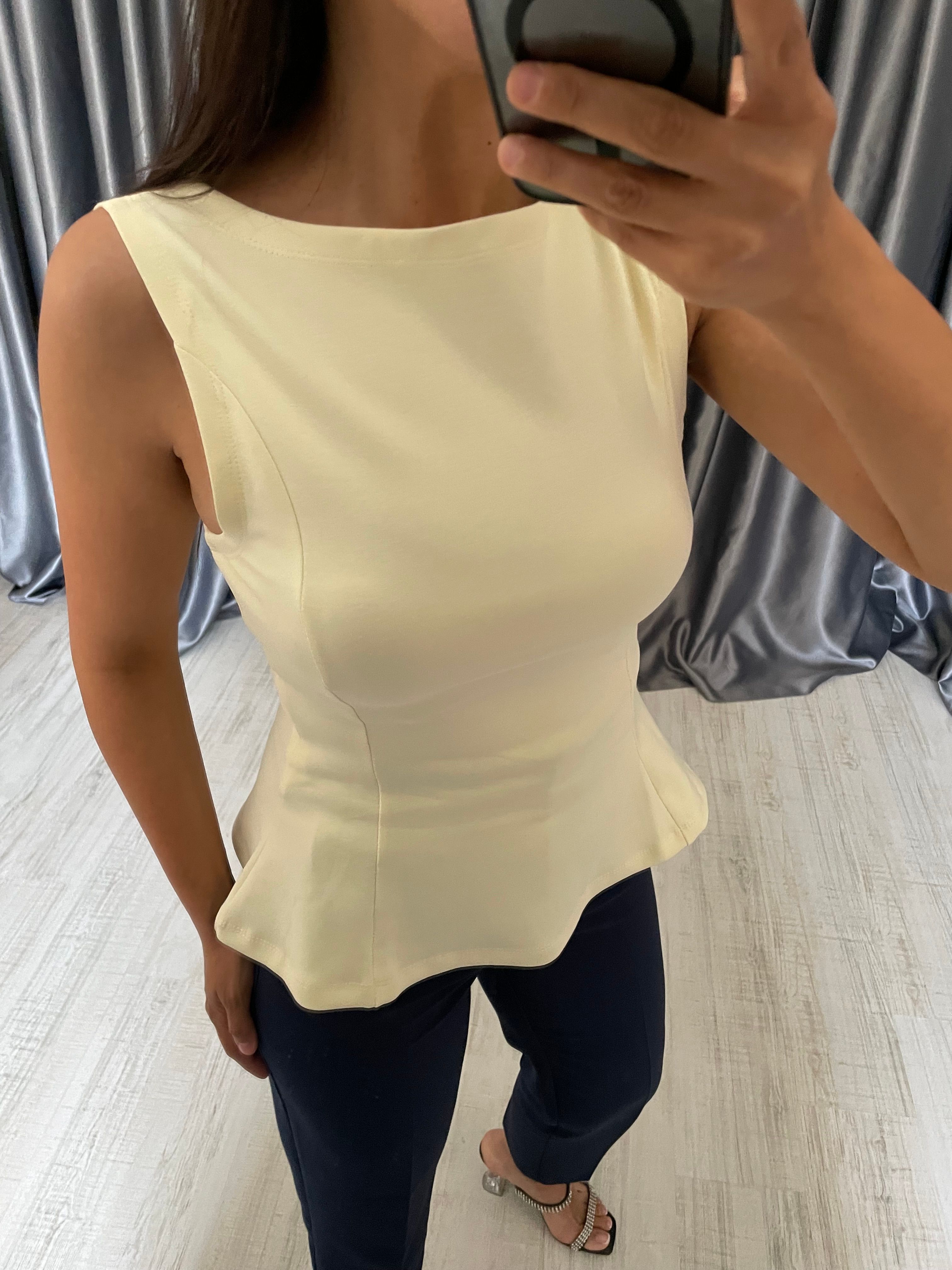 Kayık Yaka Peplum Bluz