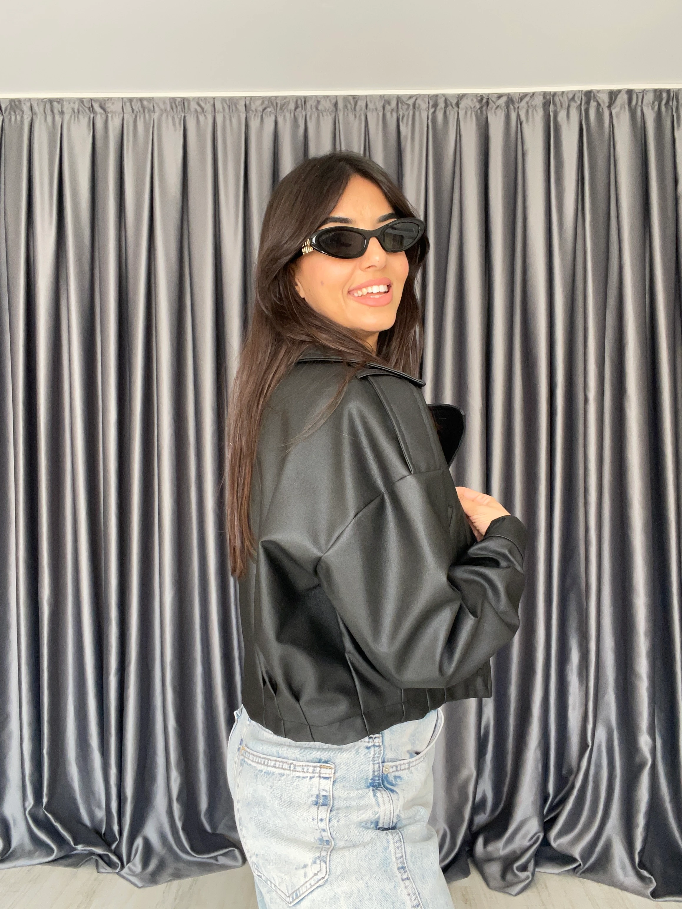 Düğme Detaylı Deri Ceket 