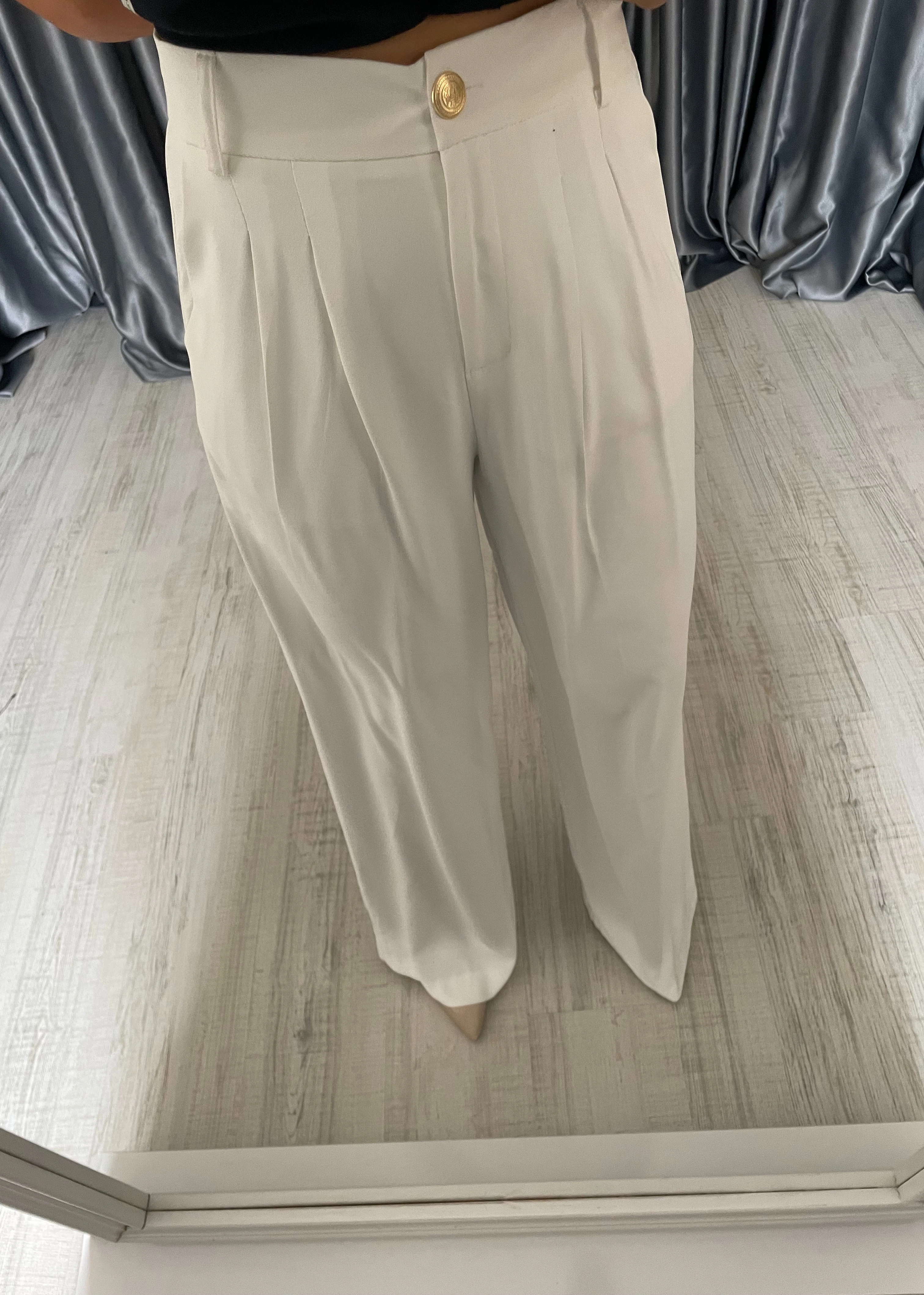 Gold Düğmeli Palazzo Pantolon