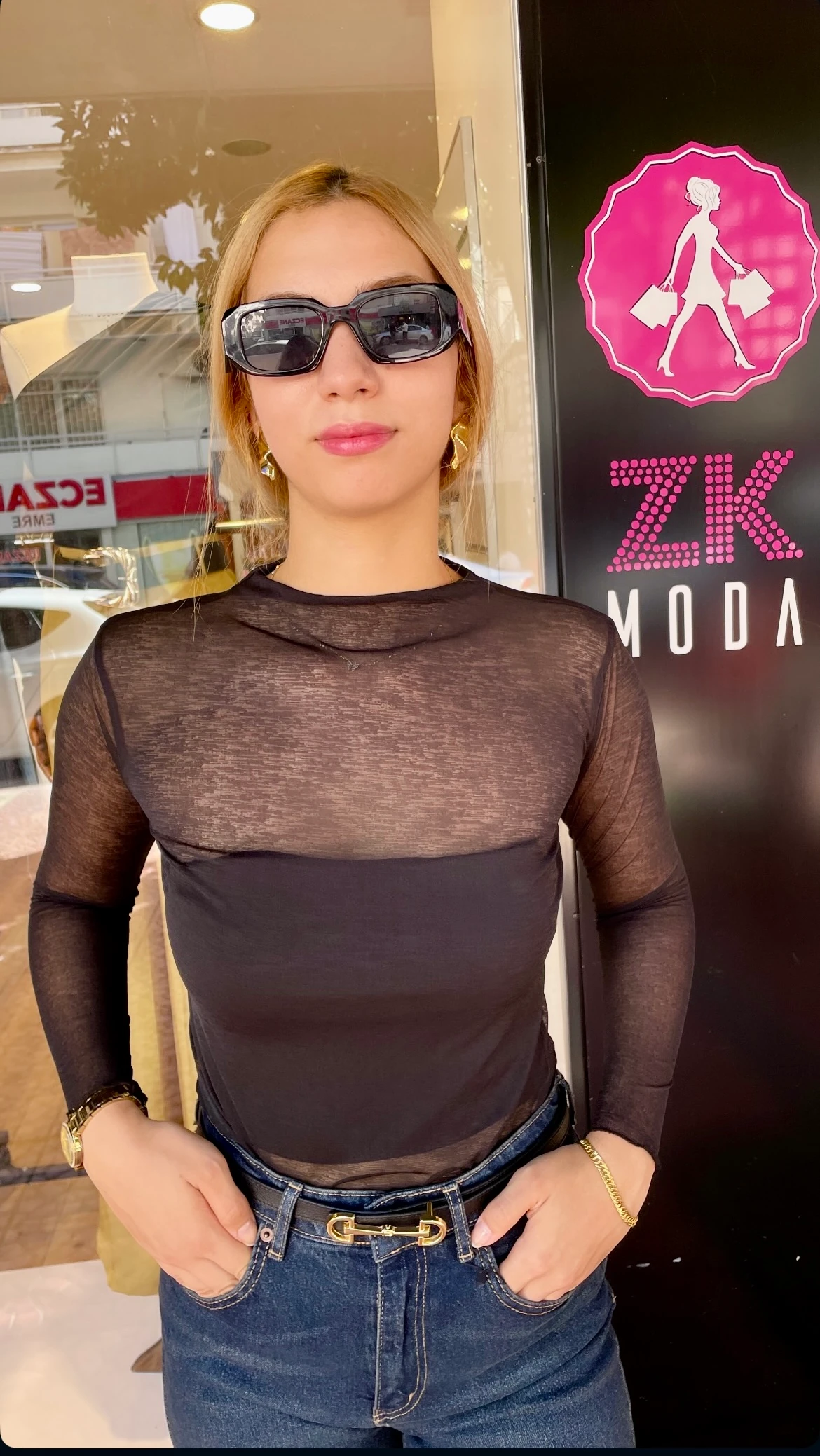 Transparan Bluz - Siyah