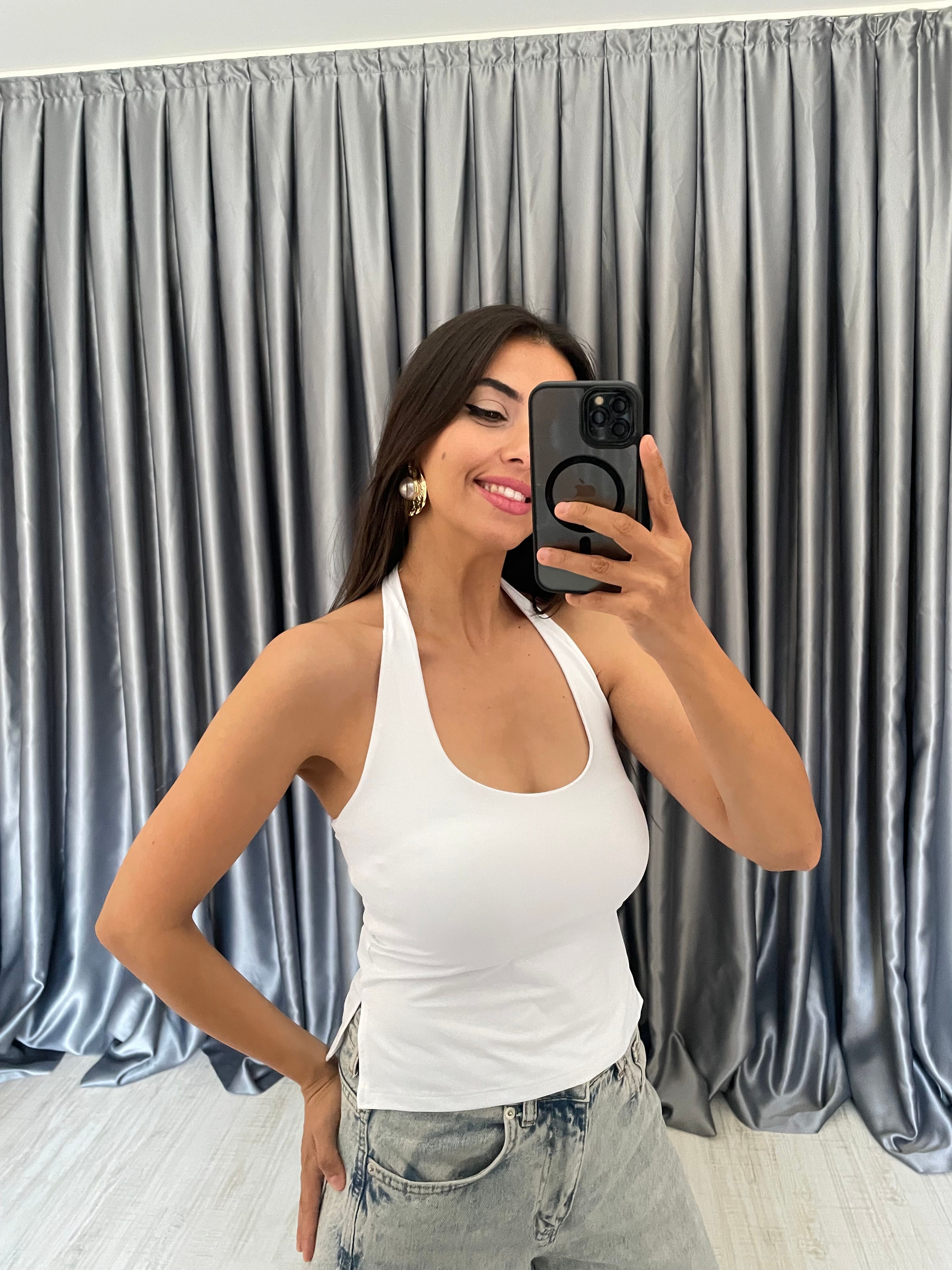 Halter Yaka Bluz - Beyaz