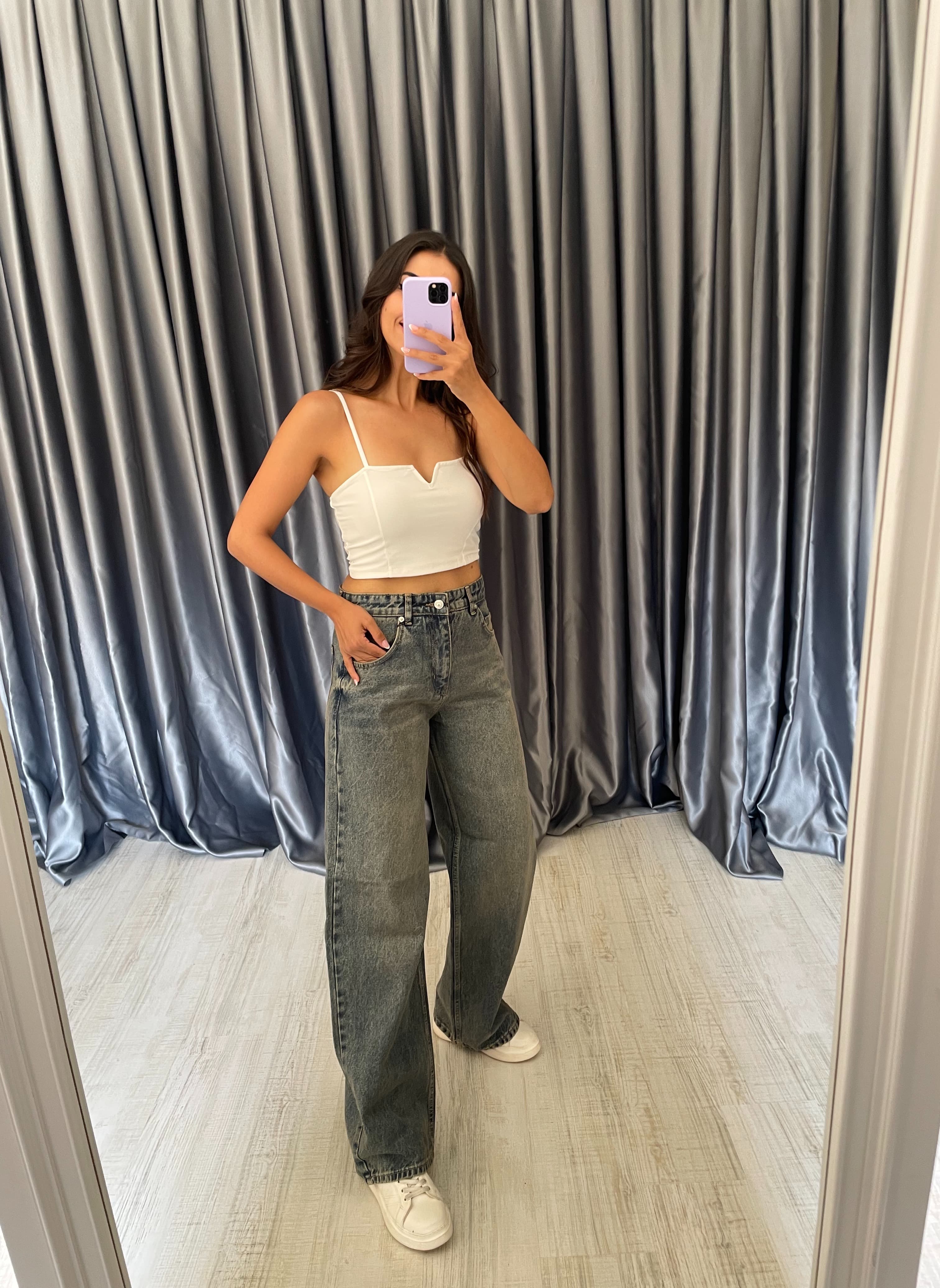 Baggy Jean Pantolon - Eskitme