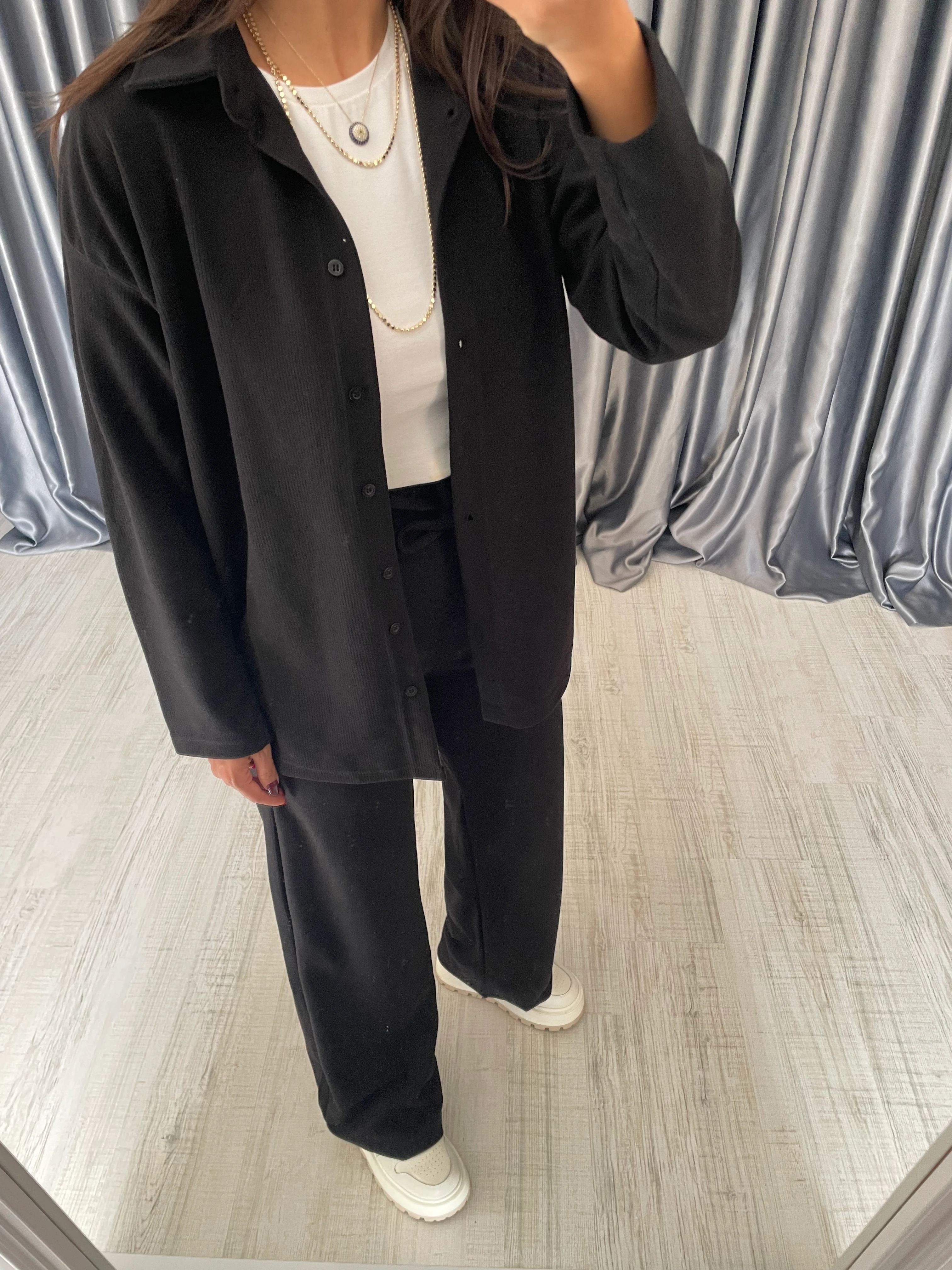 Beli Lastikli Gömlek Pantolon Takım