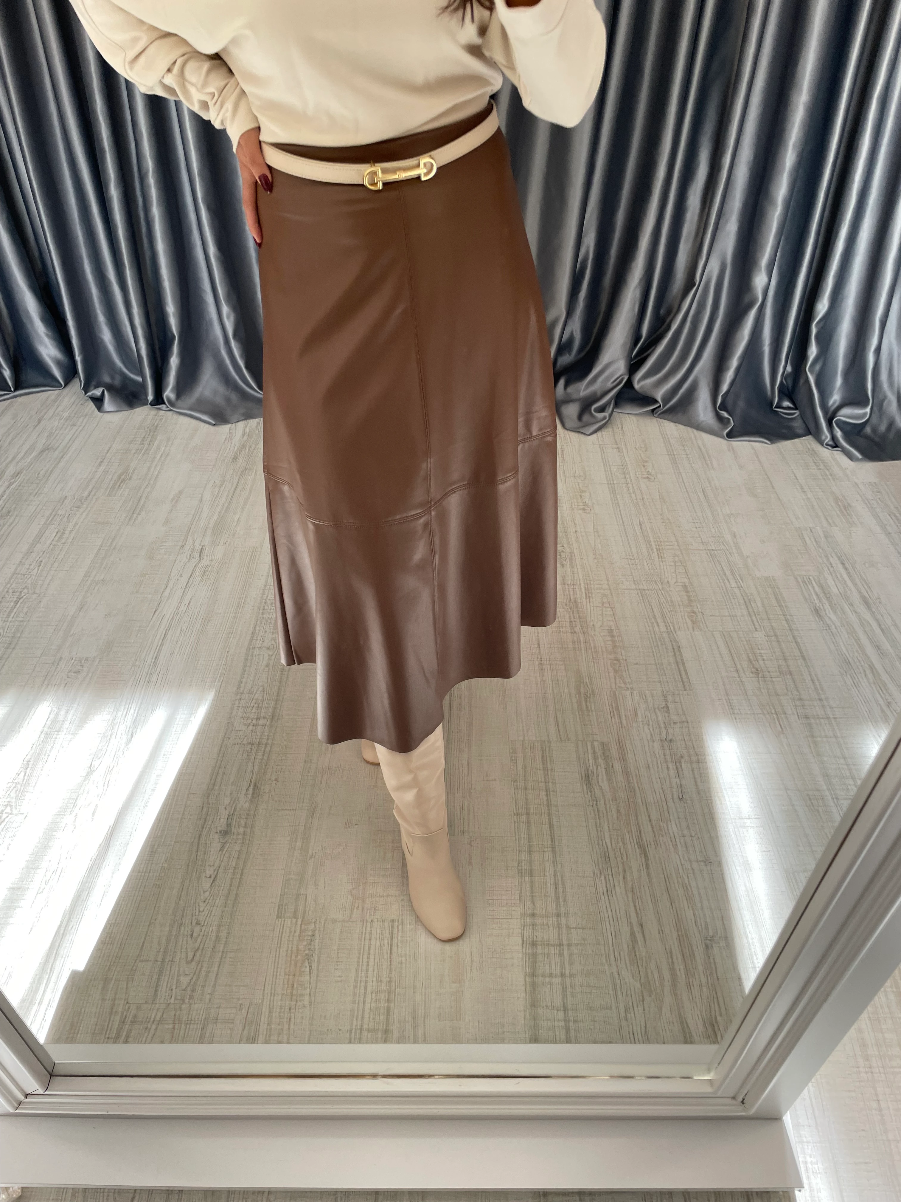 MNG Midi Boy Deri Etek 