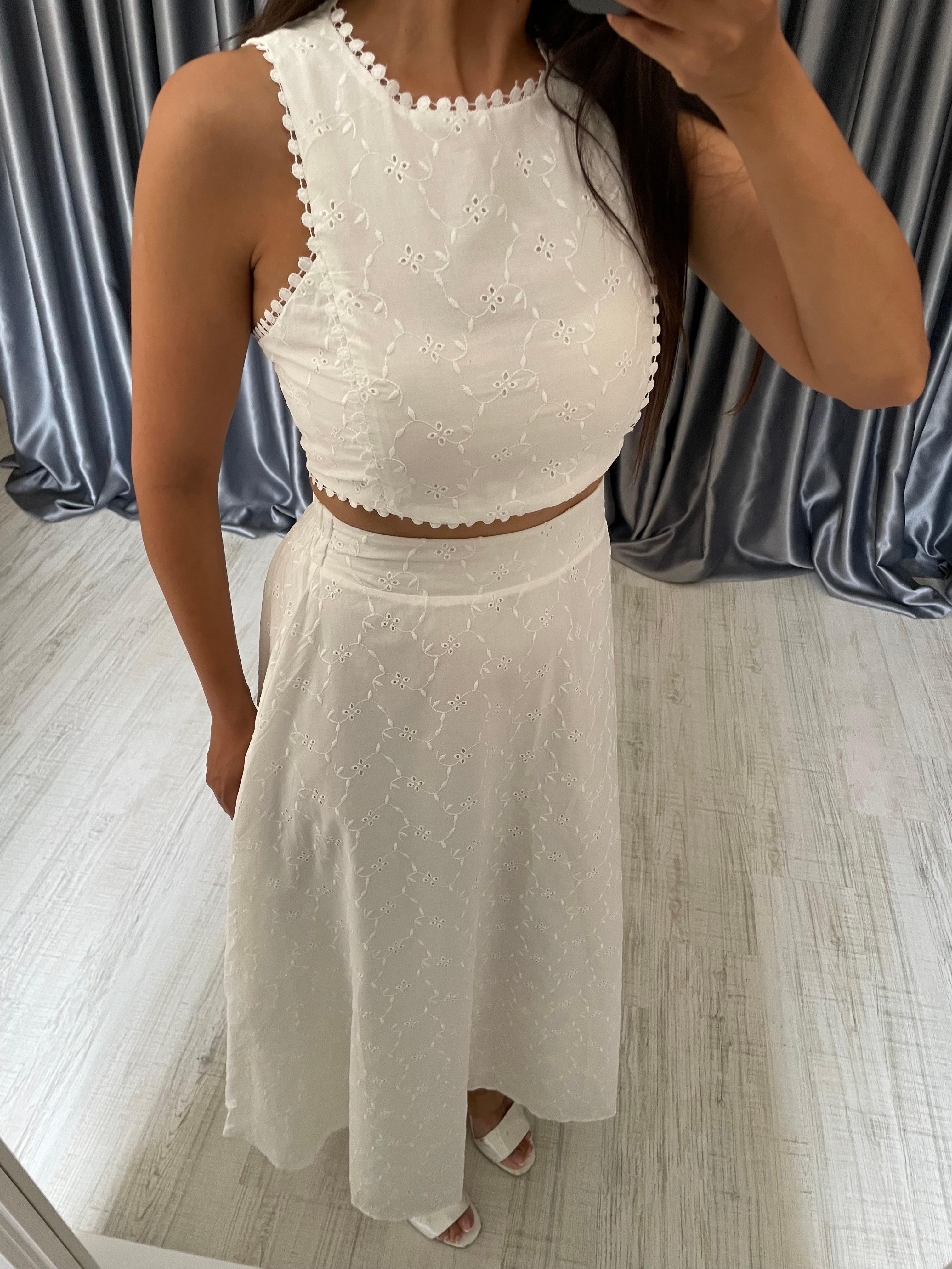 Arka Beli Lastikli Etek Crop Takım