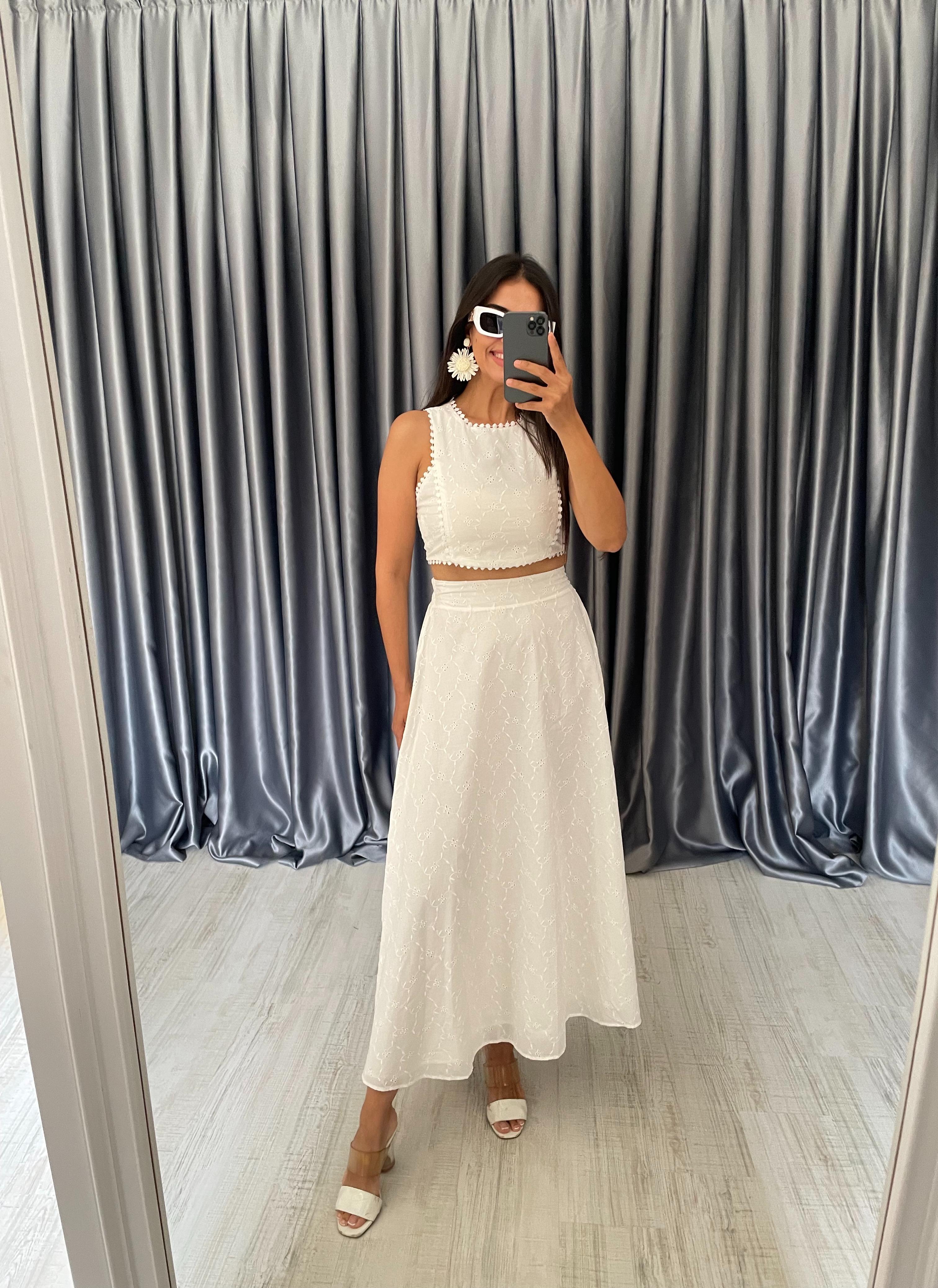 Arka Beli Lastikli Etek Crop Takım