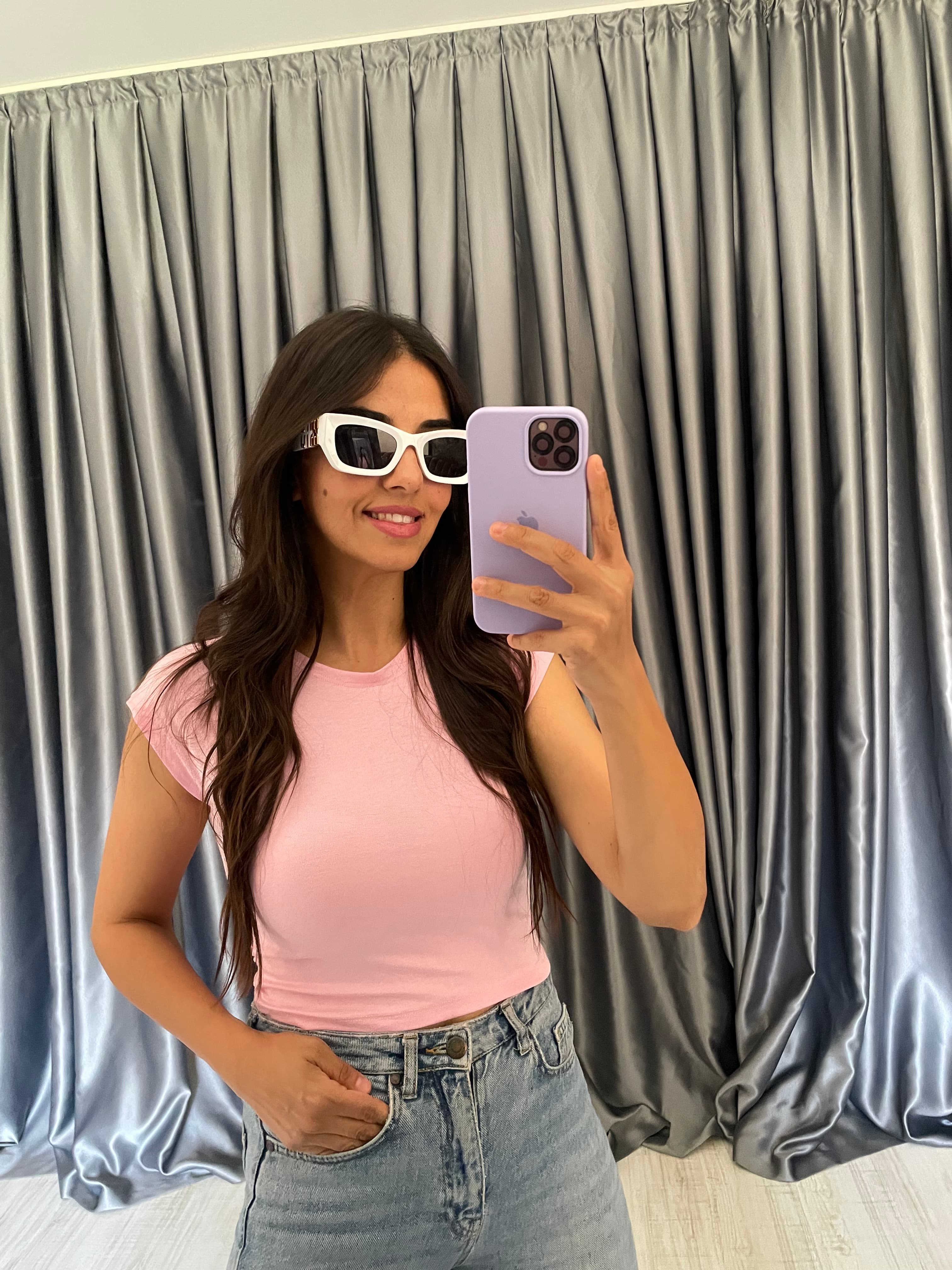 Sıfır Kol Basic Oys Bluz  - Pembe