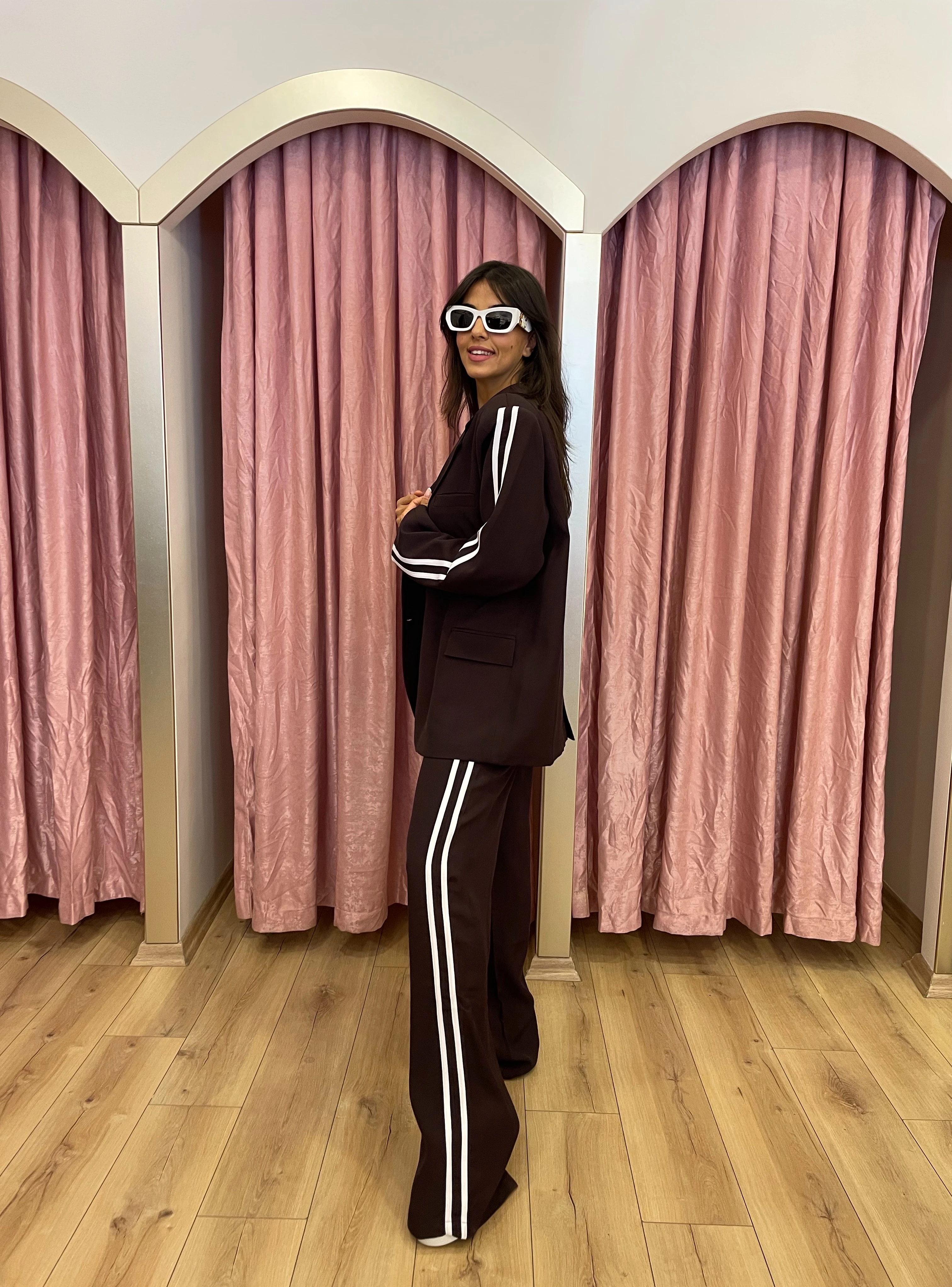 Yanları Çizgili Blazer Takım 