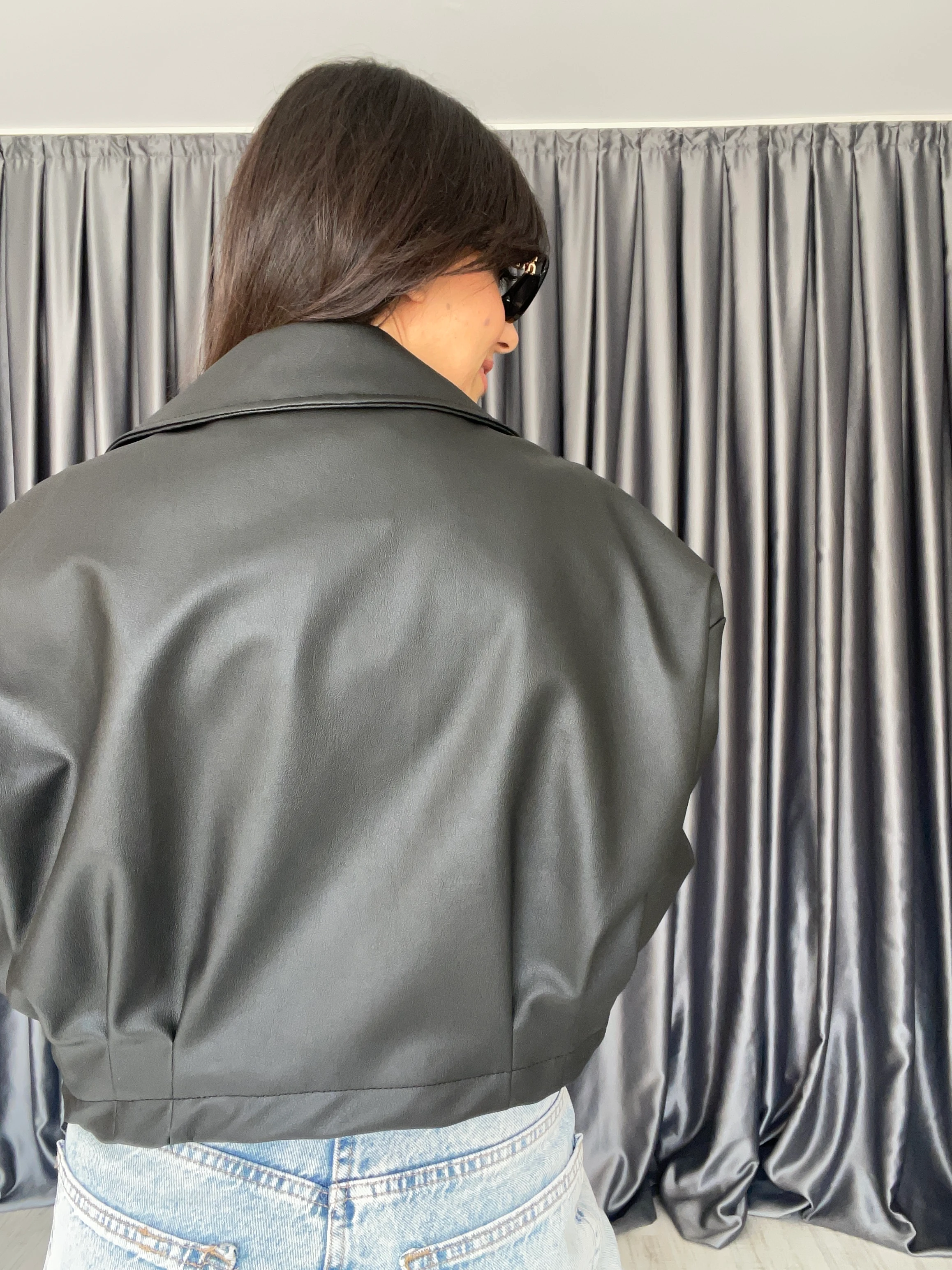 Düğme Detaylı Deri Ceket 