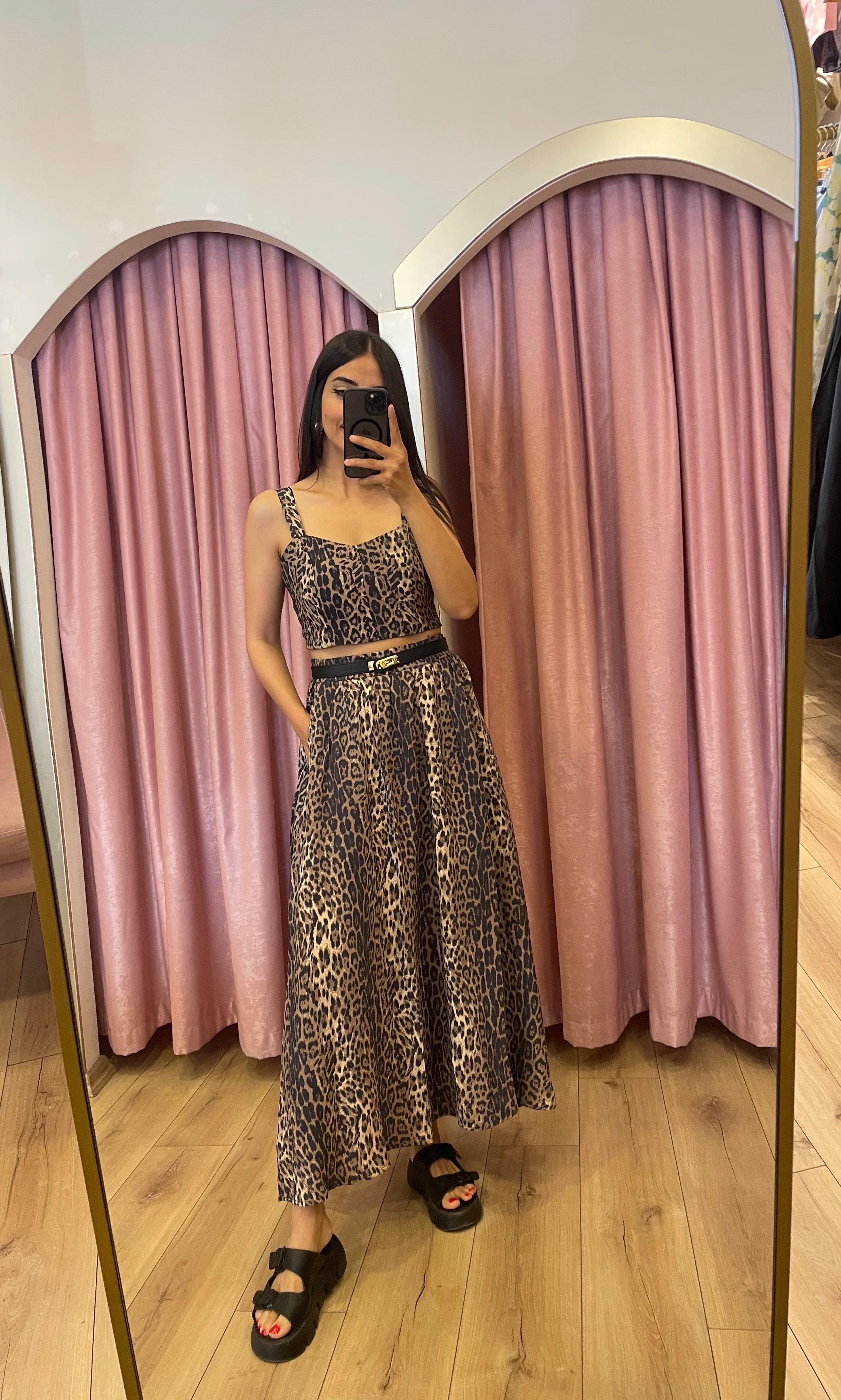 Leopar Crop Etek Takım 
