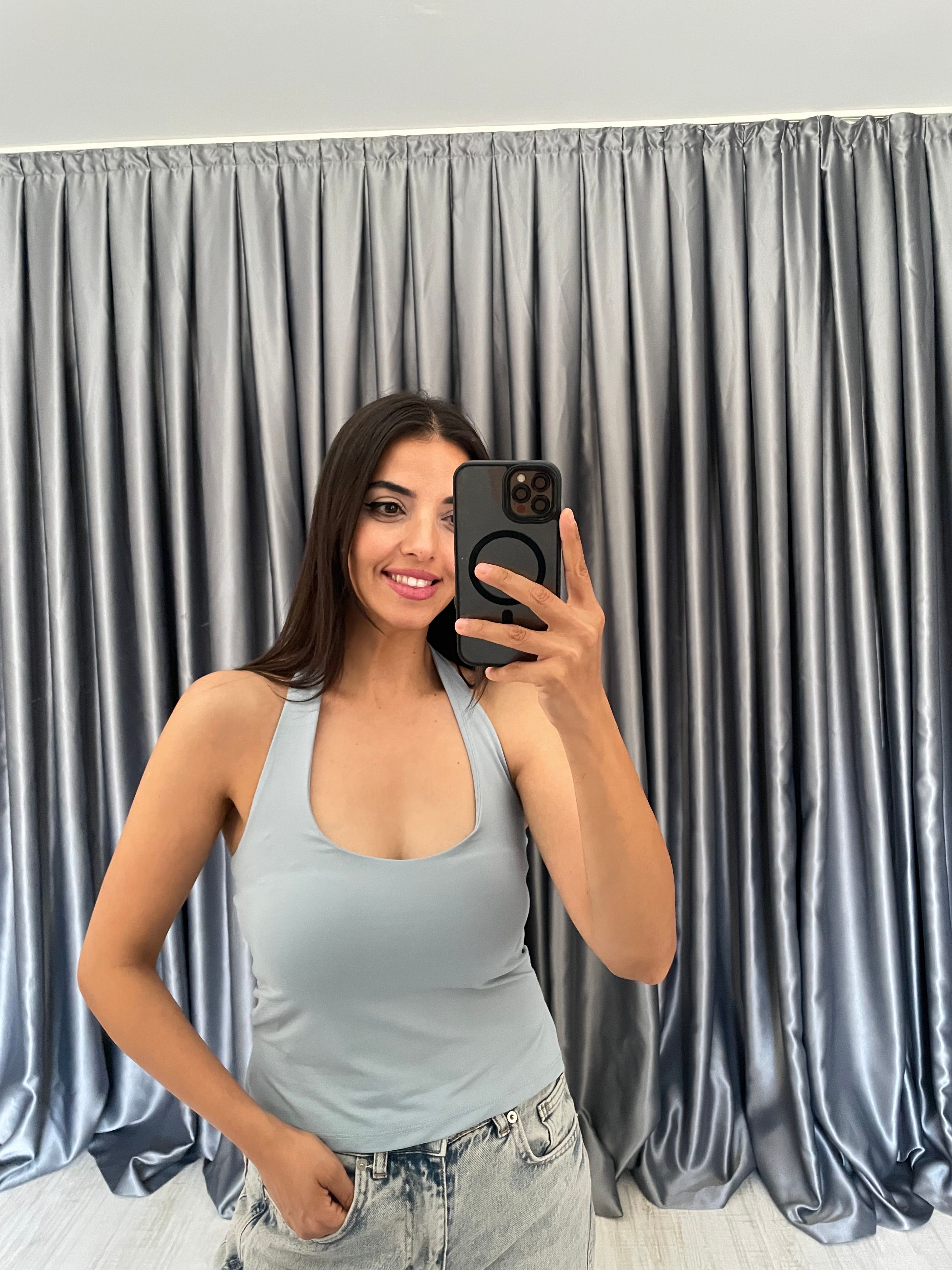 Halter Yaka Bluz - Bebe Mavisi