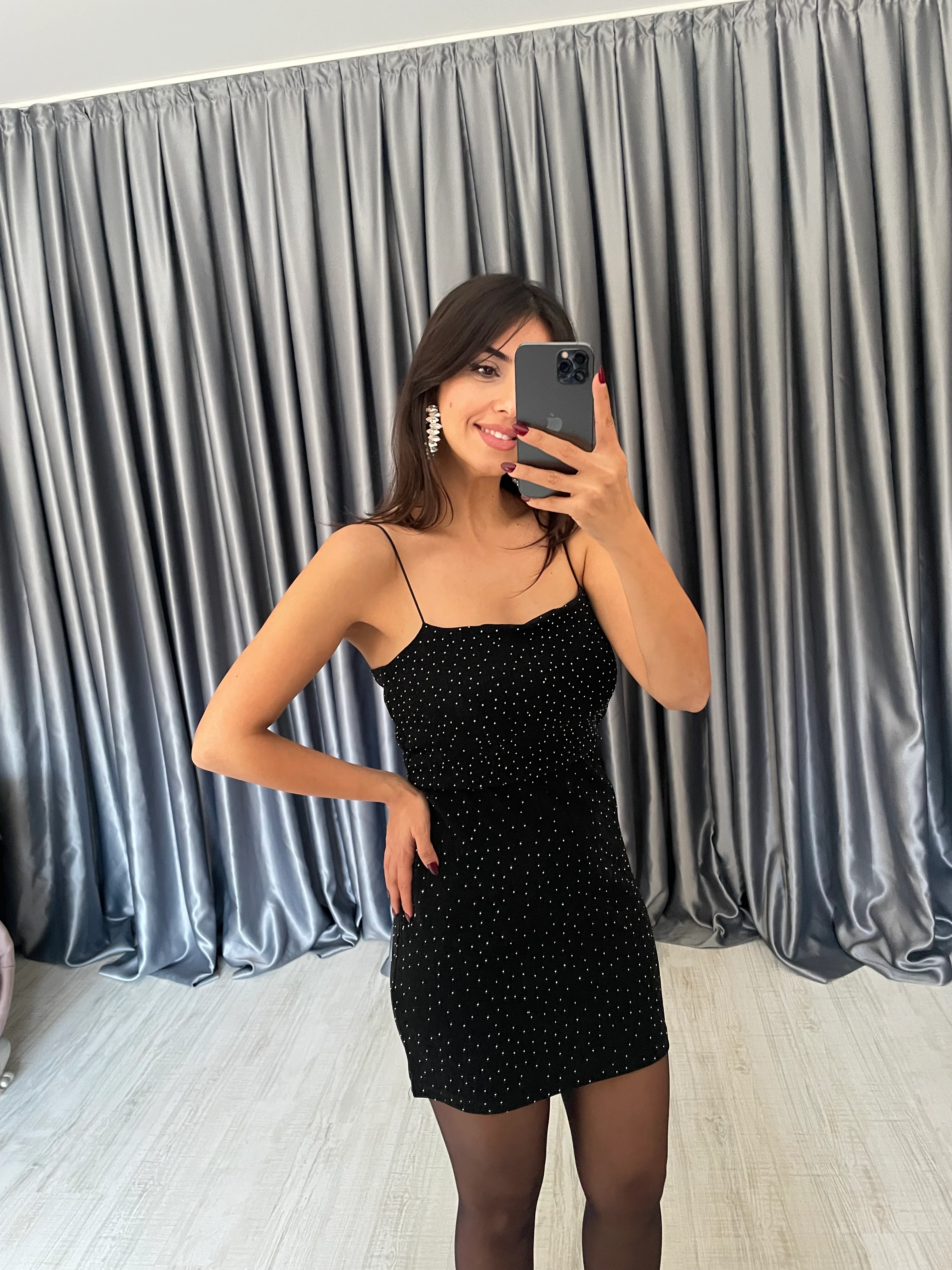 Beli Lastikli Taşlı Mini Etek 